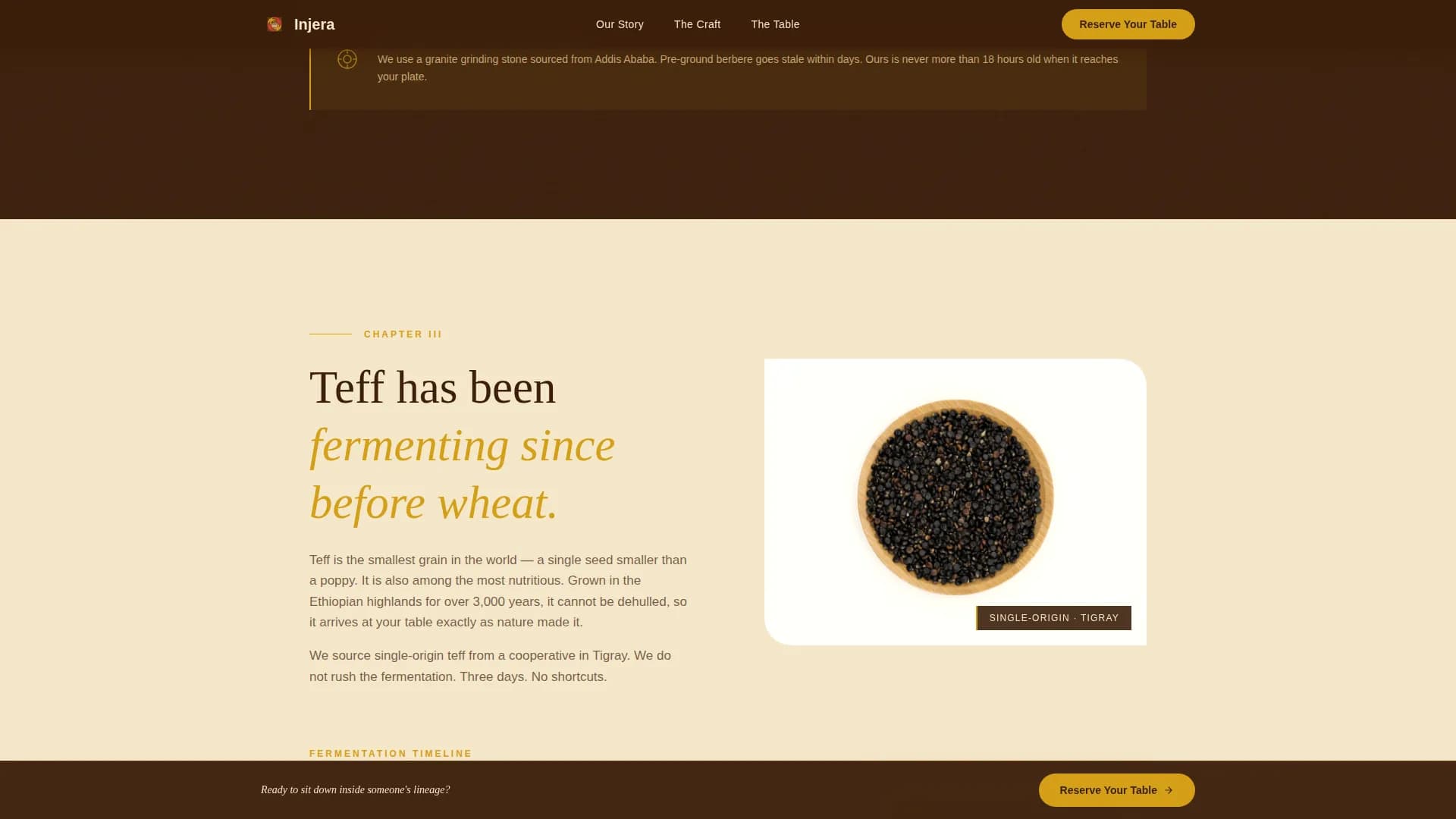 Injera — Ethiopian Dining Landing Page Template