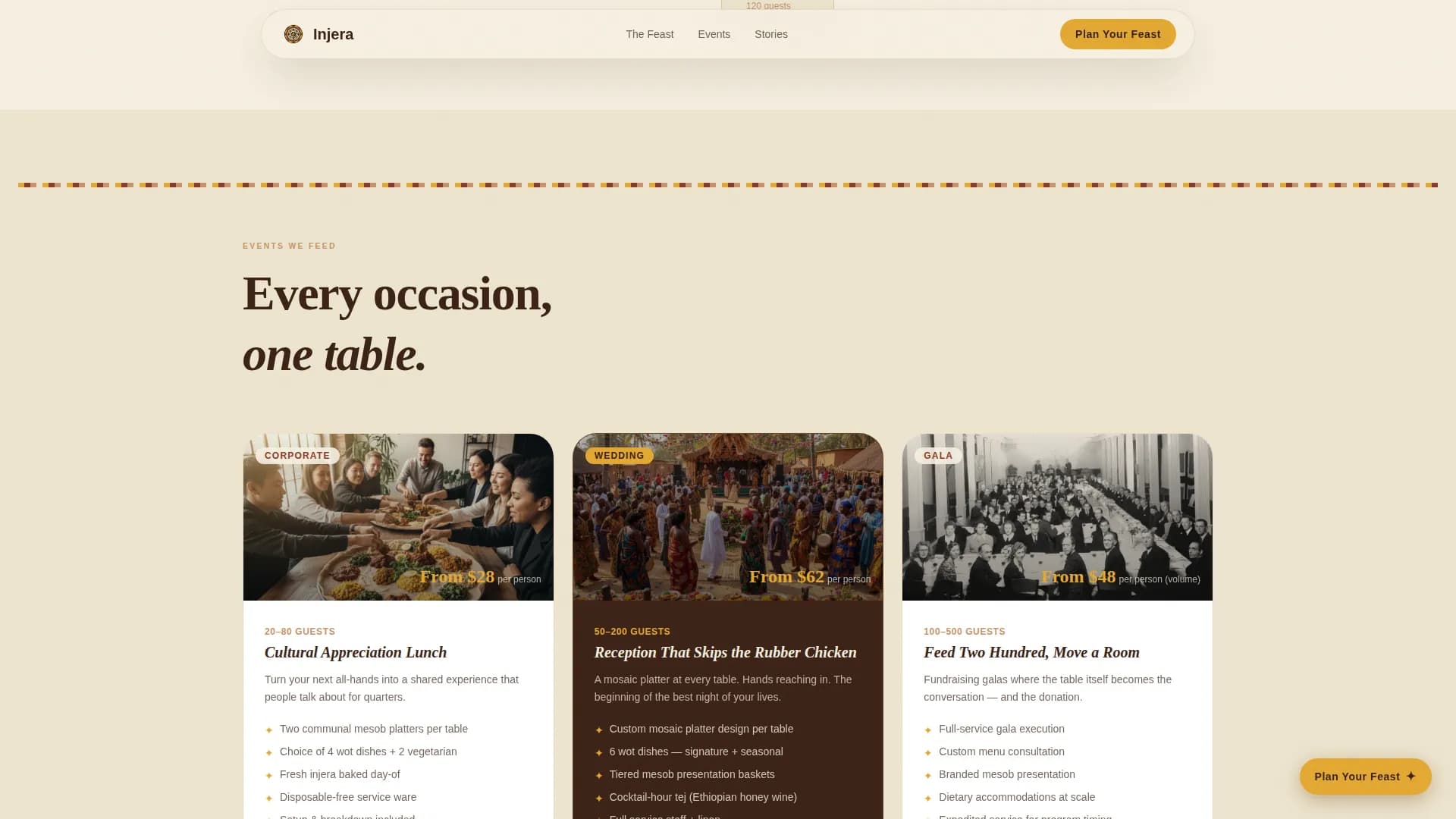 Injera — Ethiopian Catering Landing Page Template