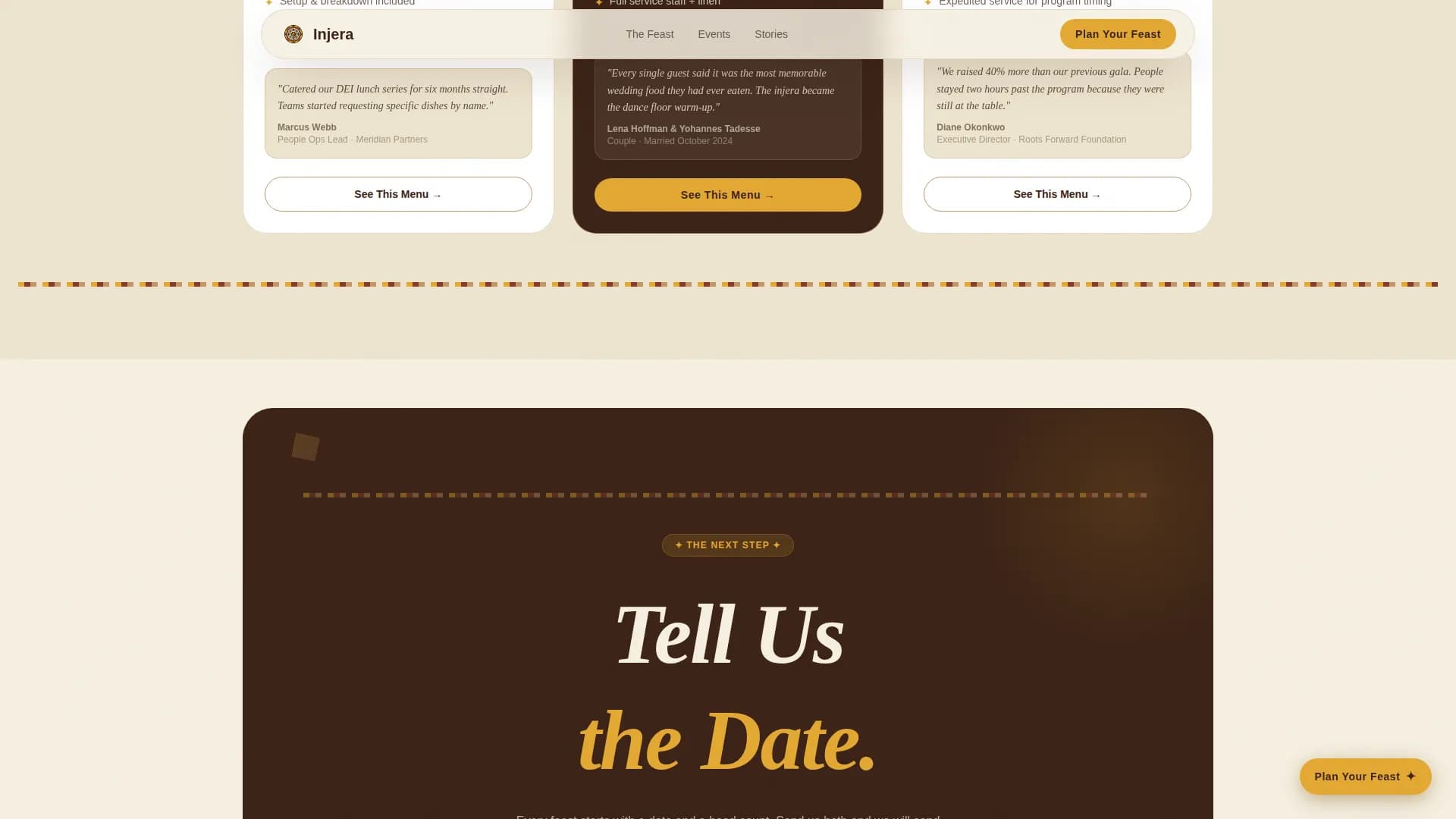 Injera — Ethiopian Catering Landing Page Template