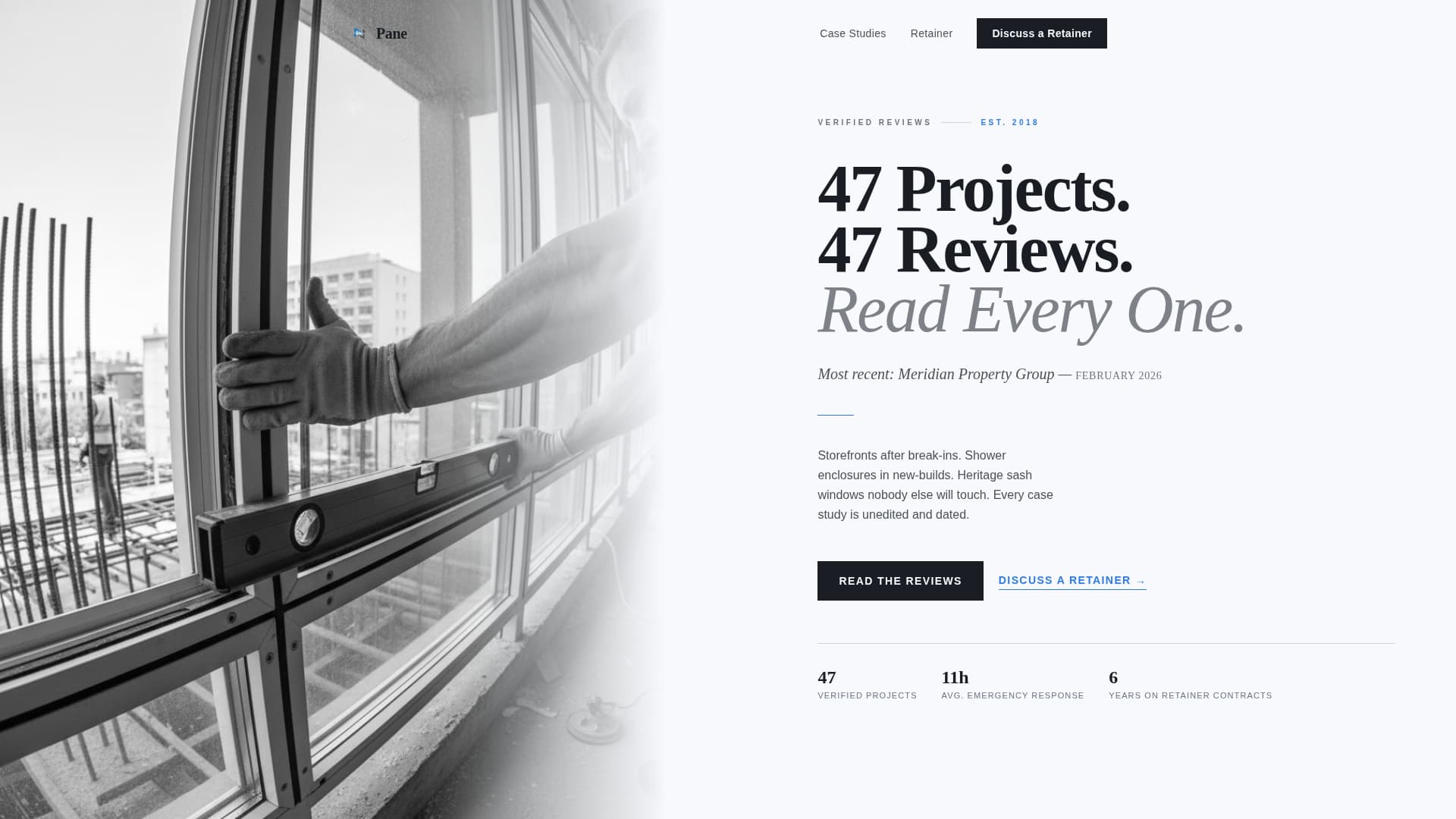 Glazier Reviews Website Template