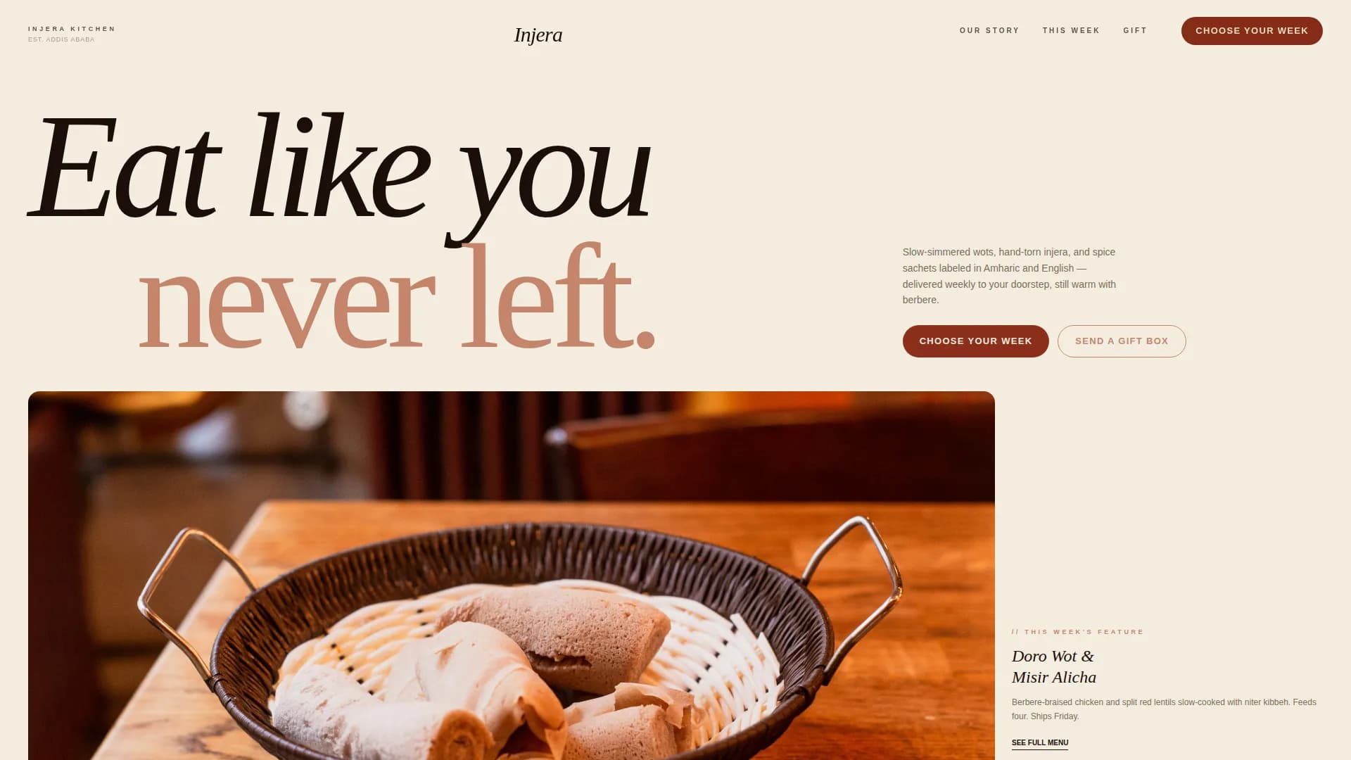 Injera — Authentic Ethiopian Catering Landing Page Template