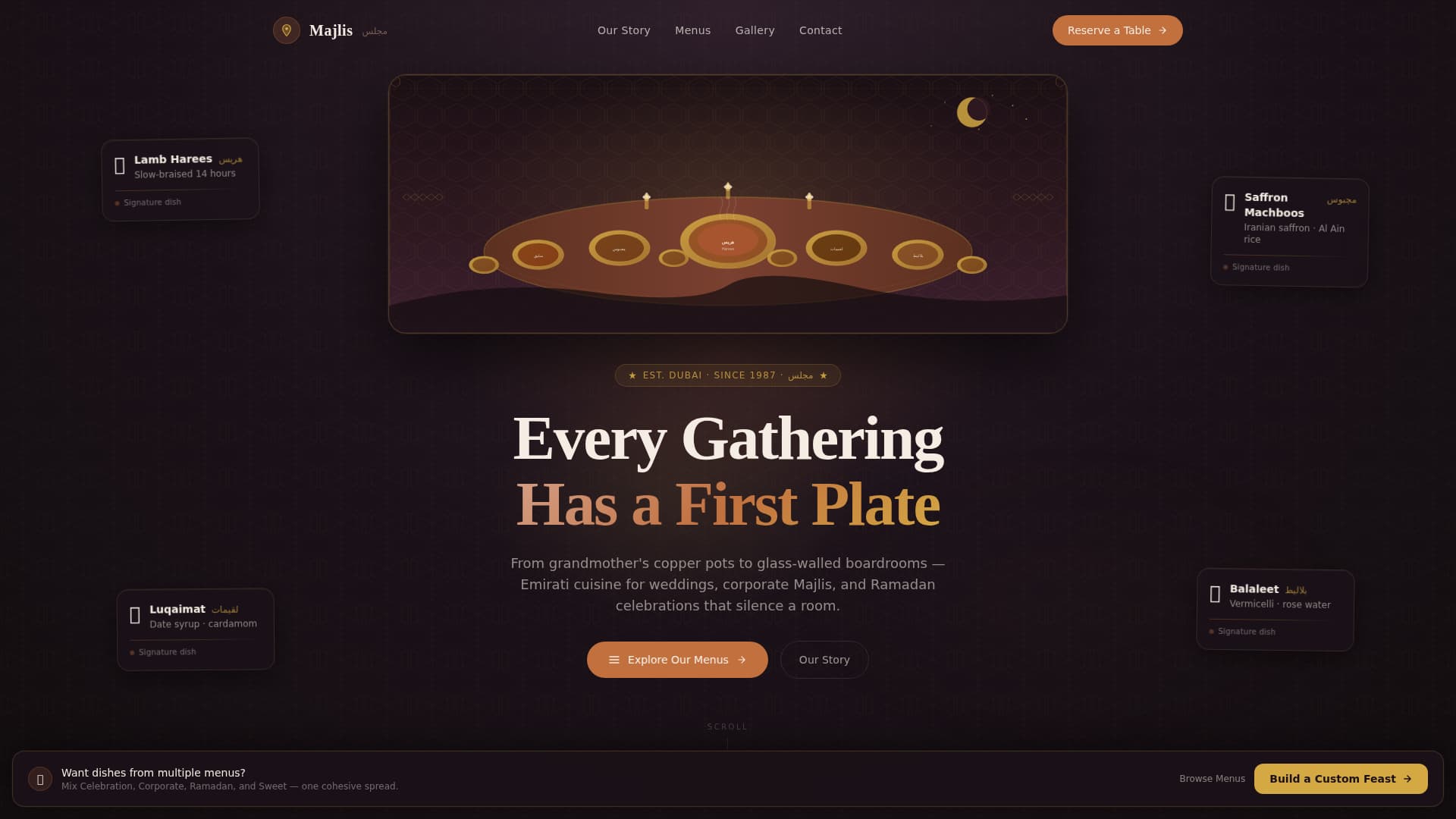 Middle Eastern Cuisine & Dining Residential Professional Website Template