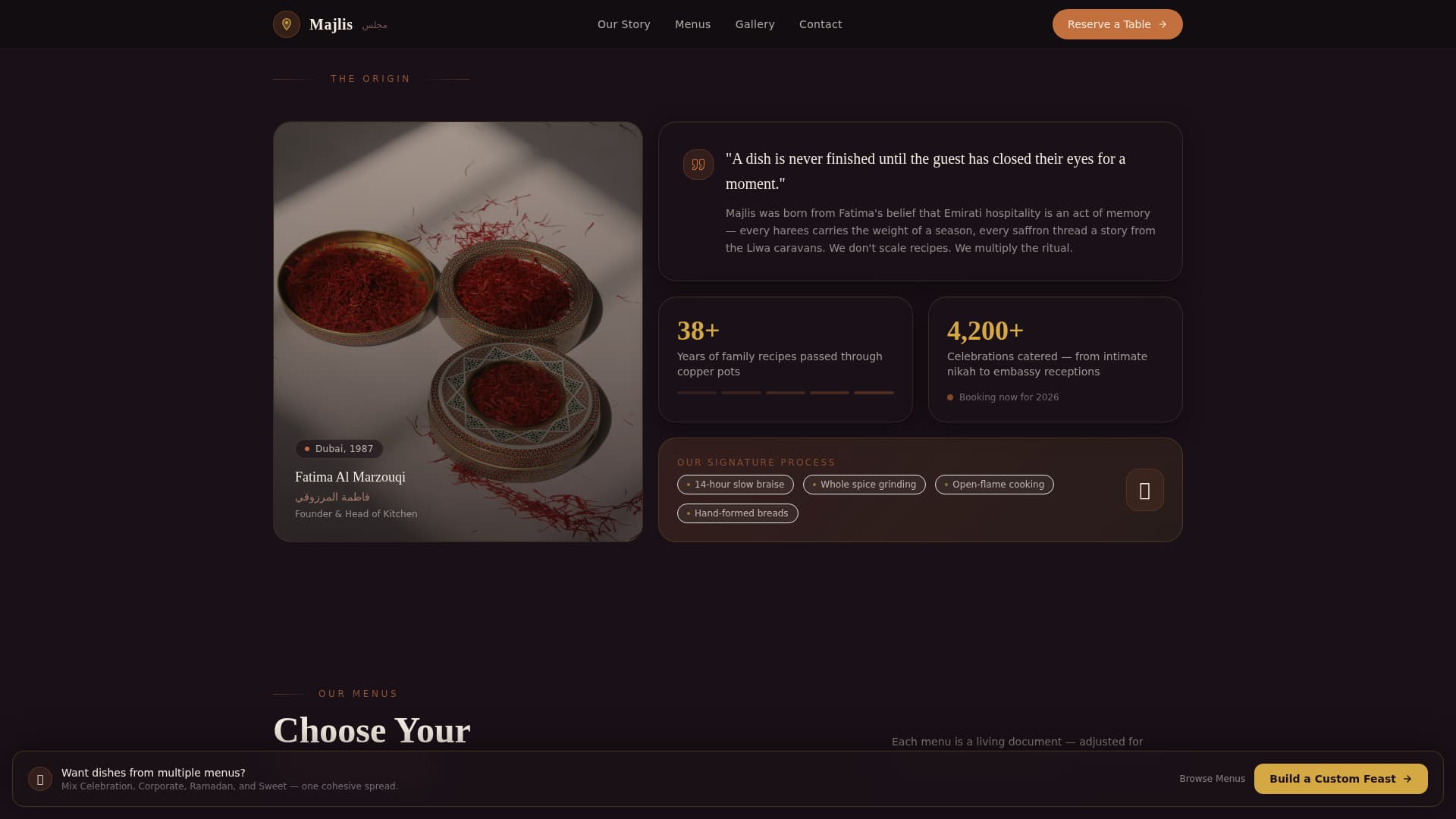 Middle Eastern Cuisine & Dining Residential Professional Website Template