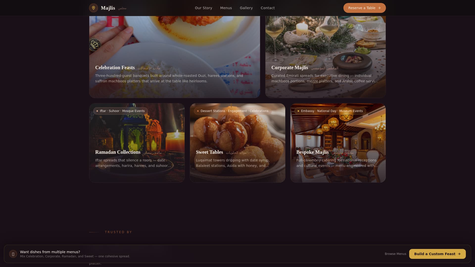Middle Eastern Cuisine & Dining Residential Professional Website Template