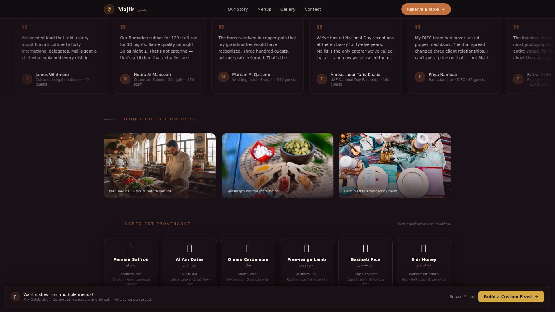 Middle Eastern Cuisine & Dining Residential Professional Website Template