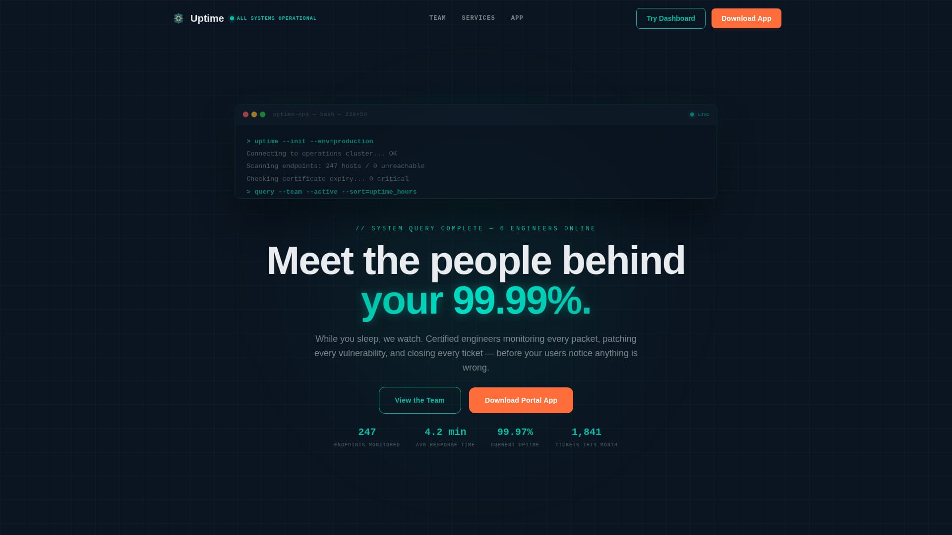 Uptime - Reliable IT Services Landing Page Template