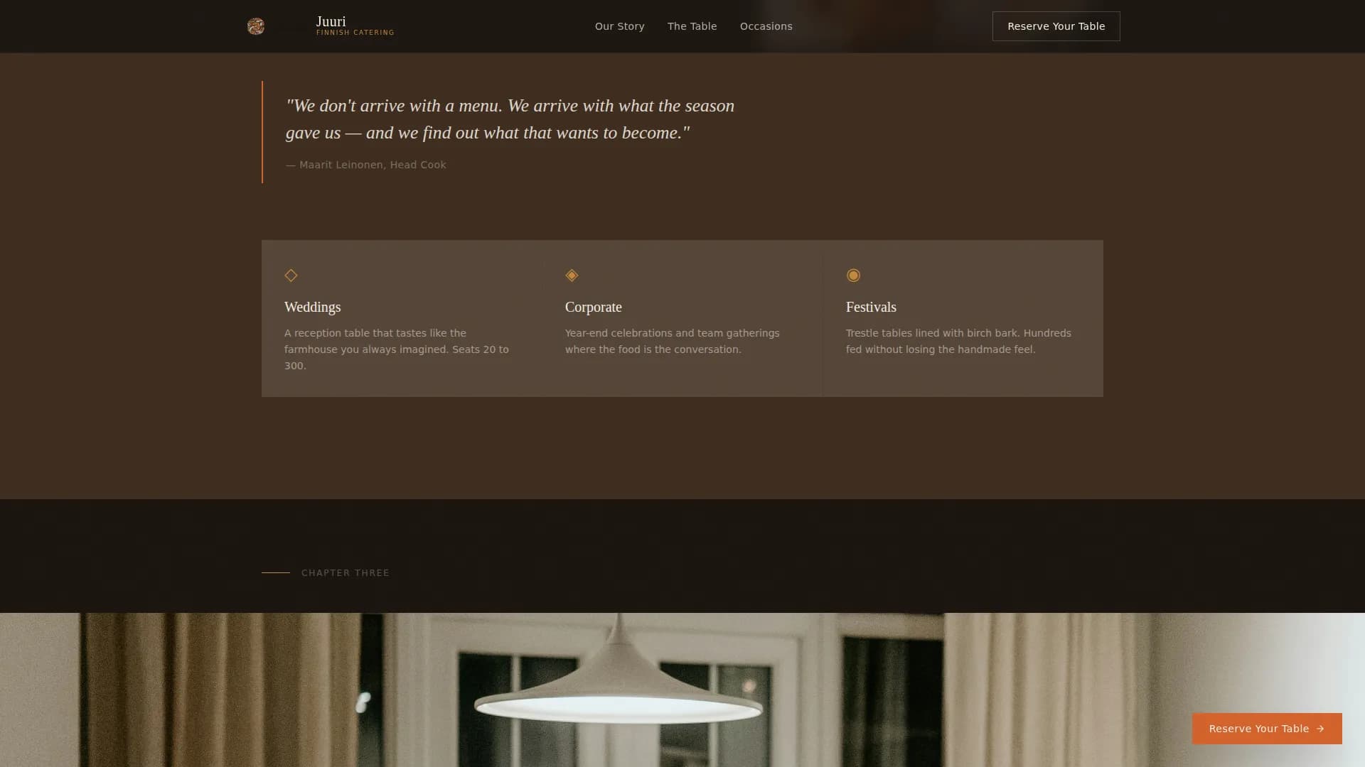 Juuri - Artisan Finnish Catering Landing Page Template