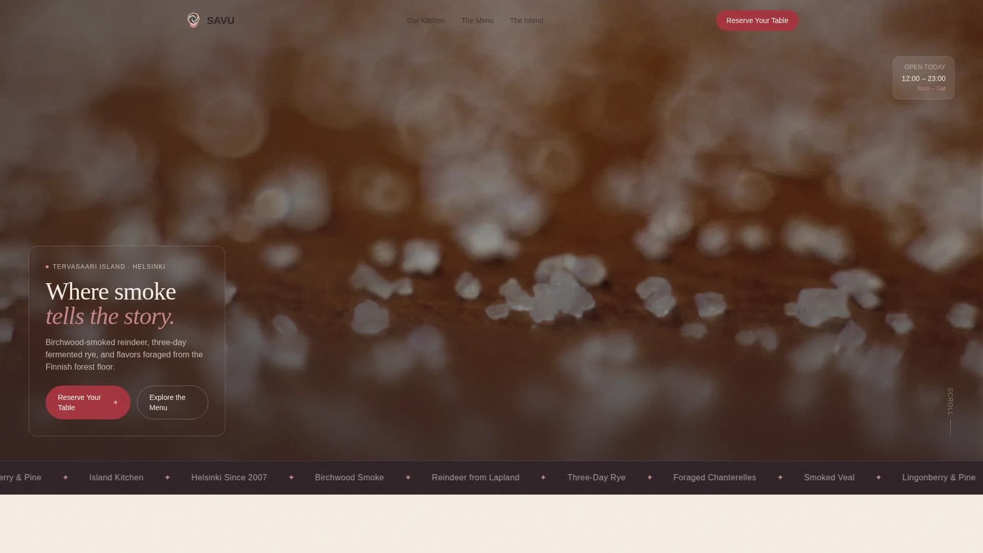 Savu — Artisan Nordic Restaurant Landing Page Template
