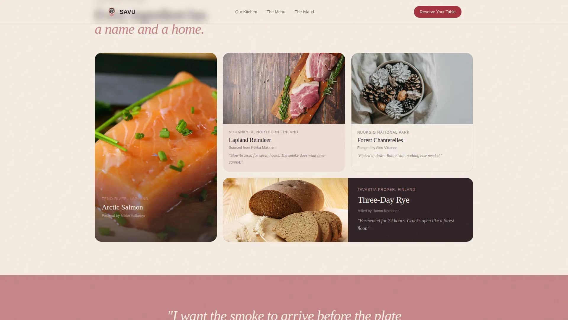 Savu — Artisan Nordic Restaurant Landing Page Template