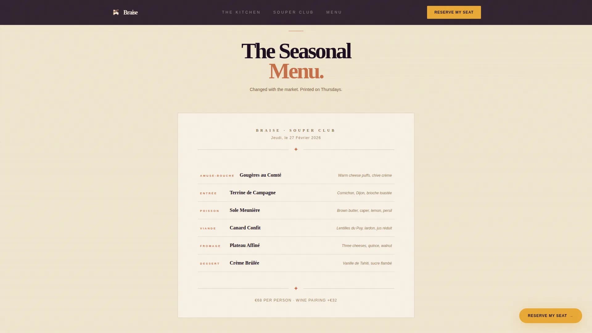 European Specialty Dining Professional Website Template