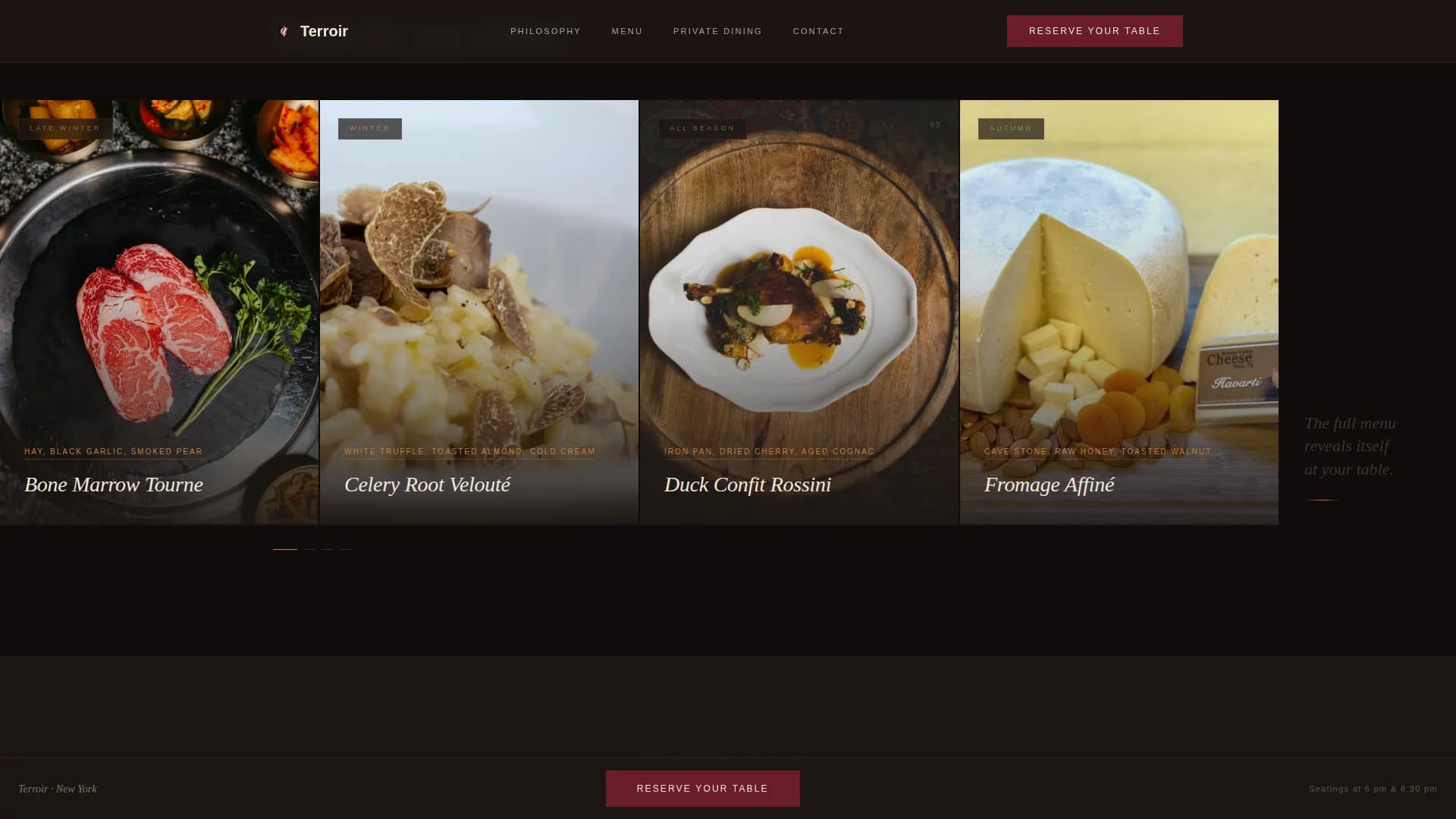 French Dining Booking Website Template