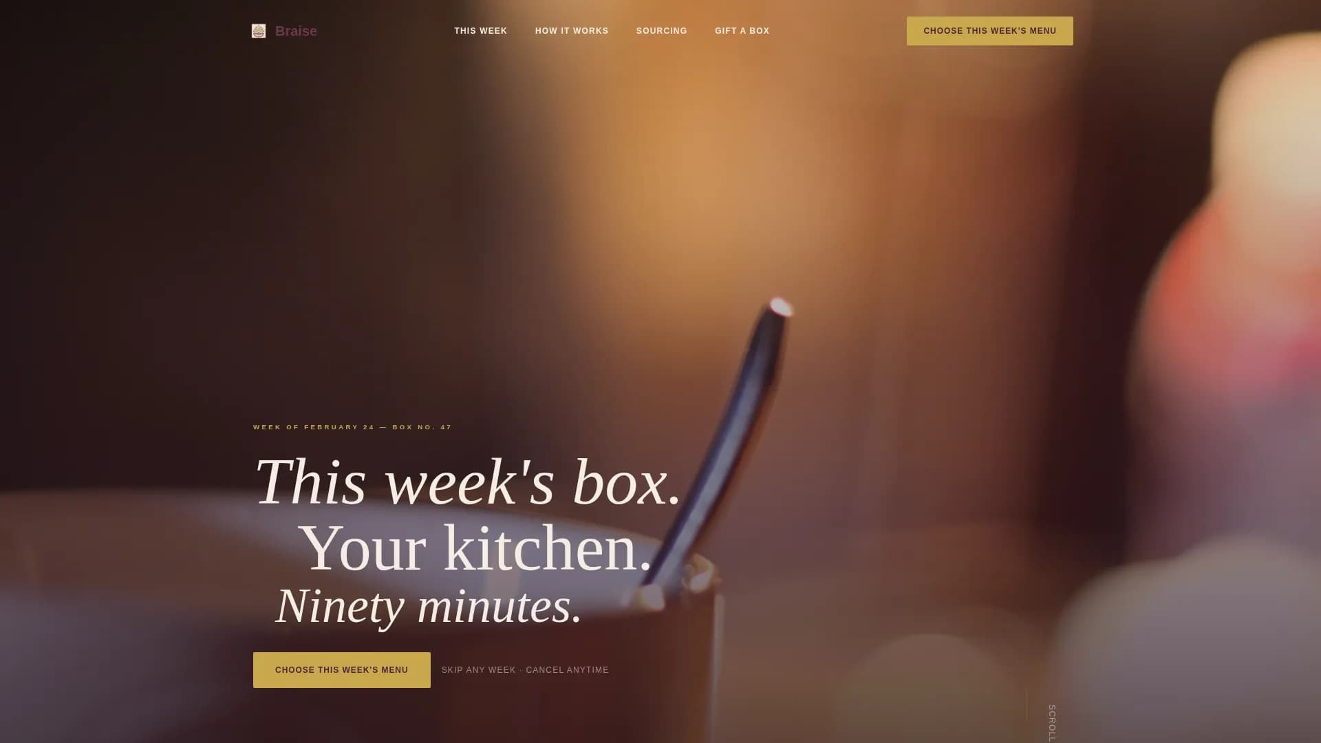 Braise — Premium Meal Kit Landing Page Template