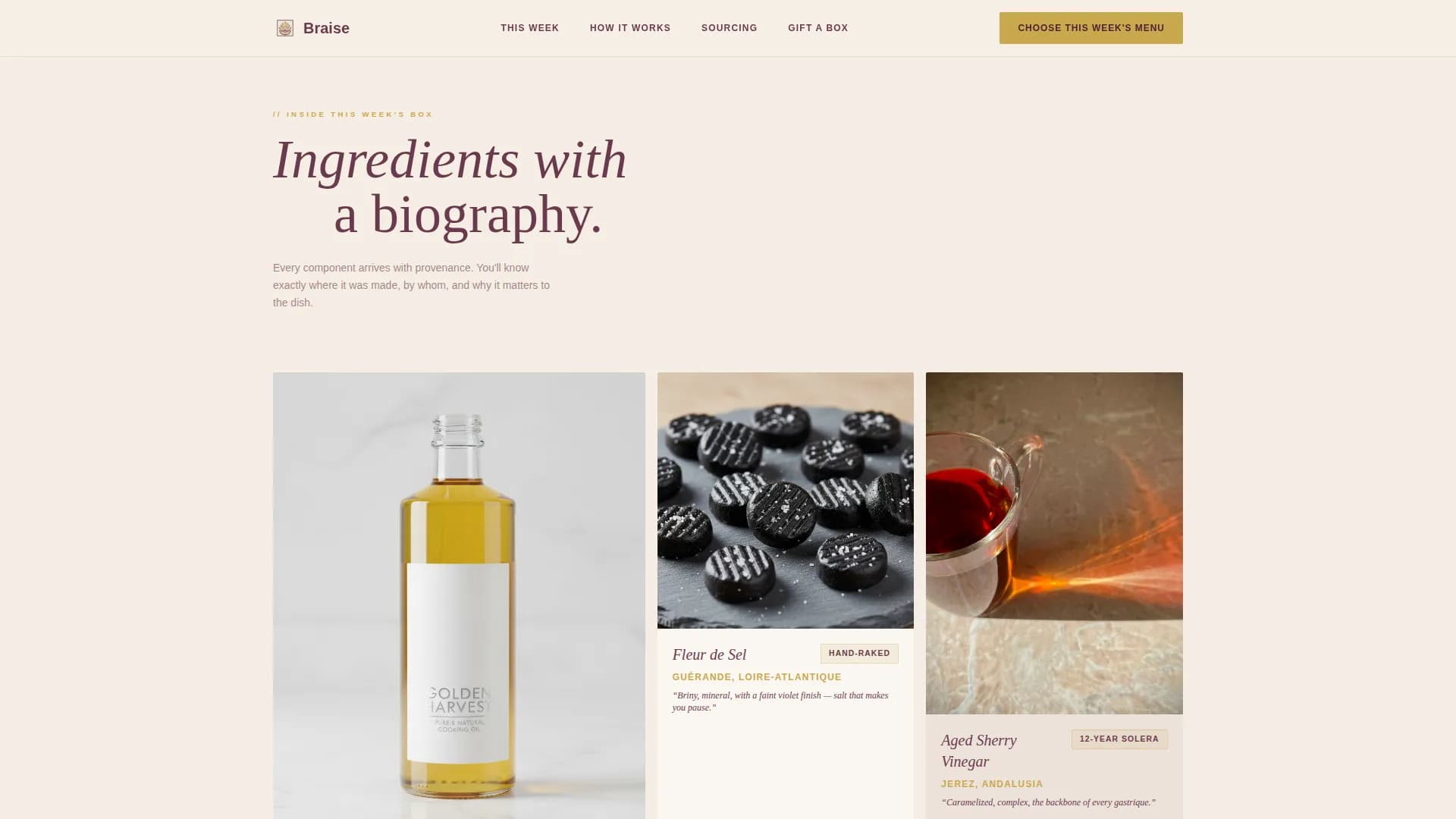 Braise — Premium Meal Kit Landing Page Template