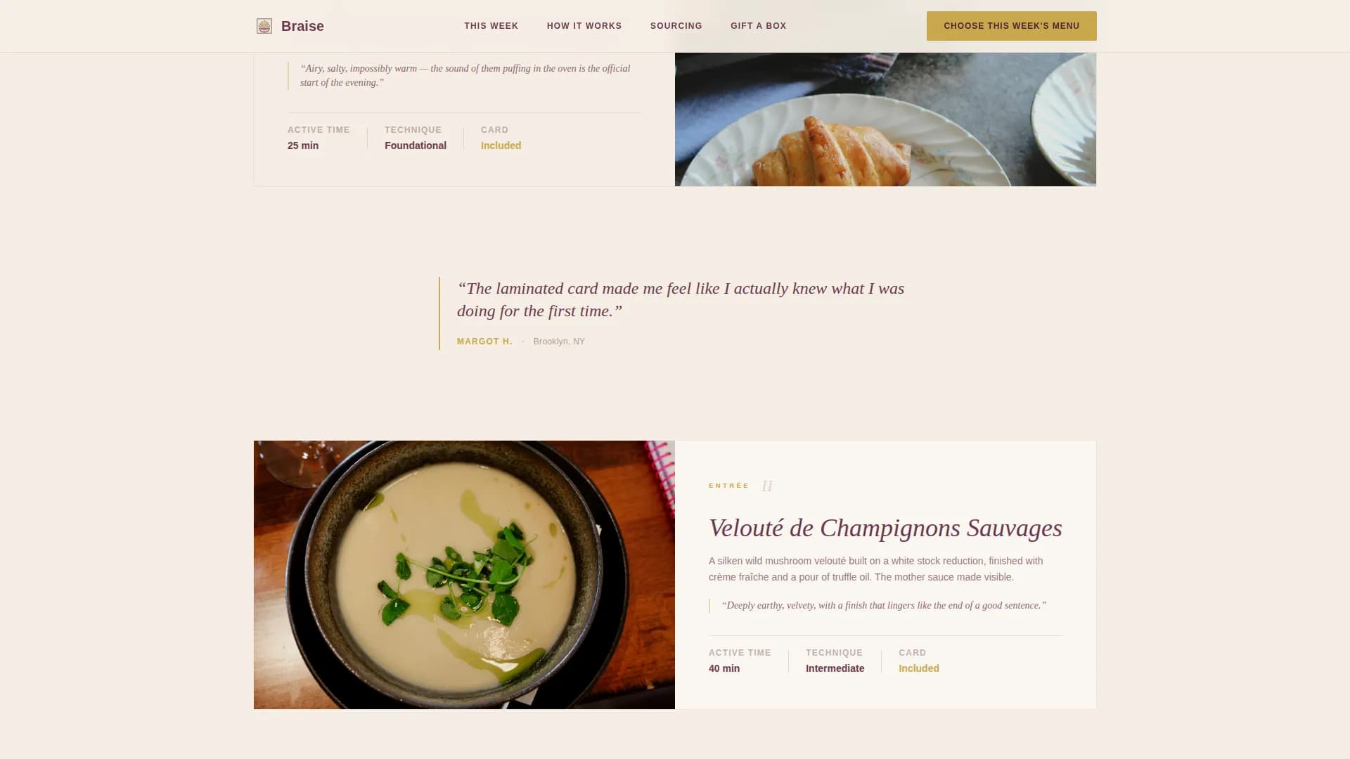 Braise — Premium Meal Kit Landing Page Template