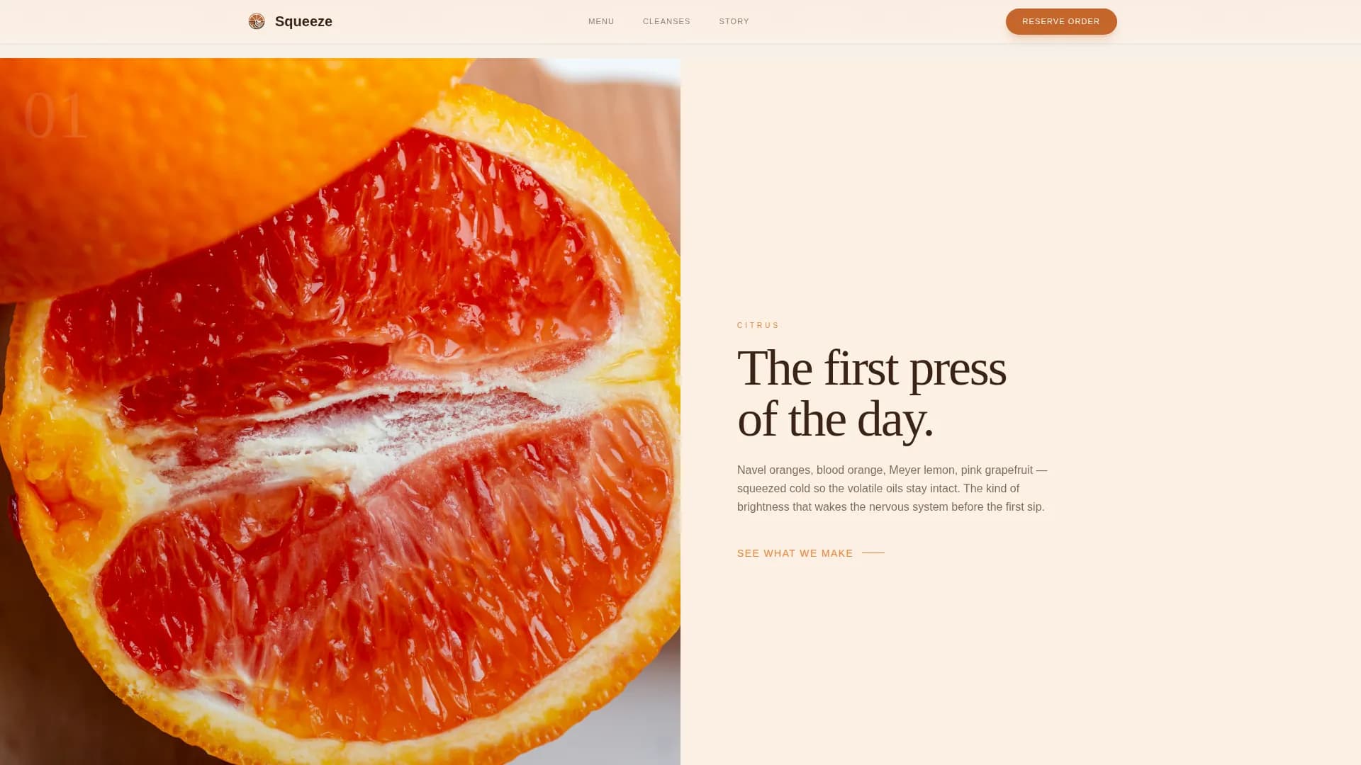 Tea, Juice & Beverage Bar Booking Website Template