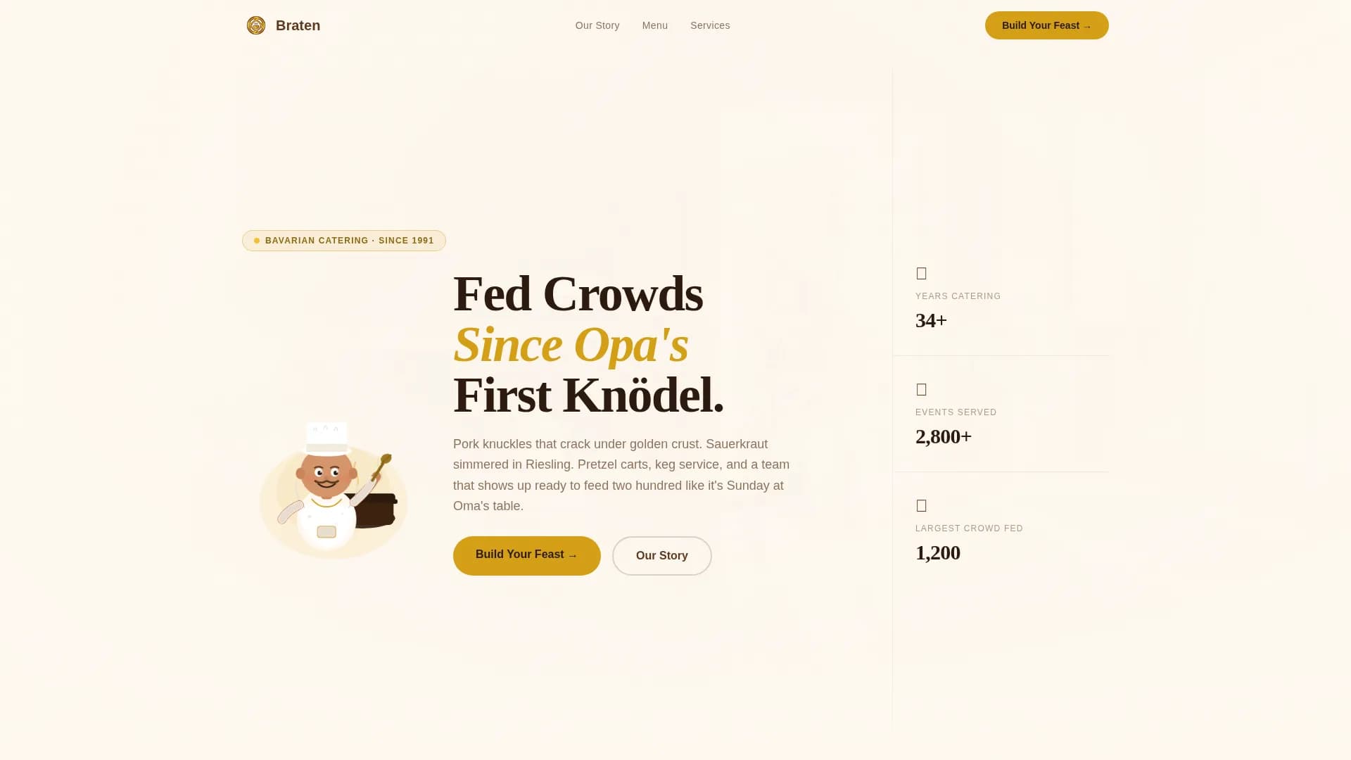 Braten — Artisan German Catering Landing Page Template