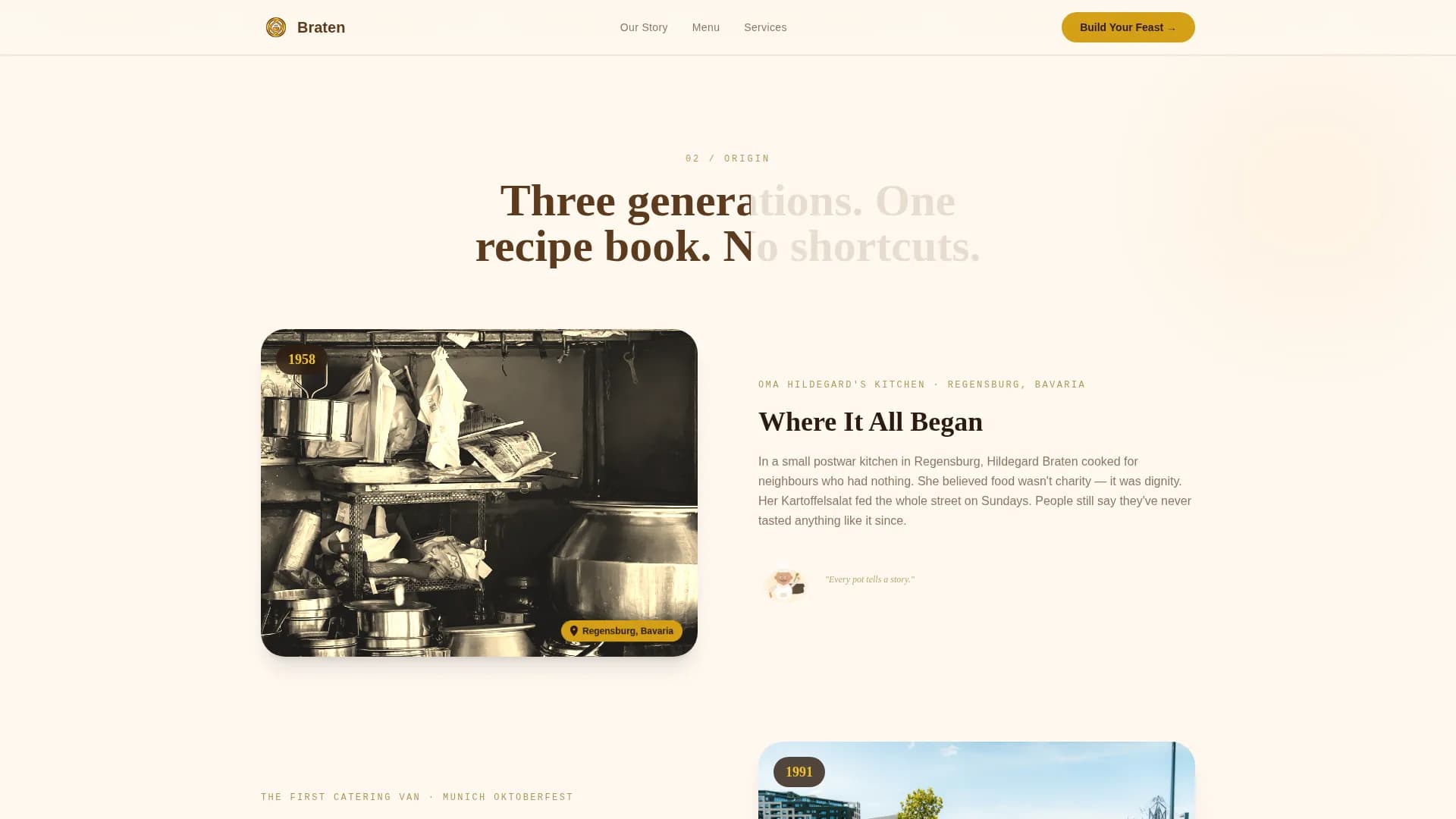 Braten — Artisan German Catering Landing Page Template