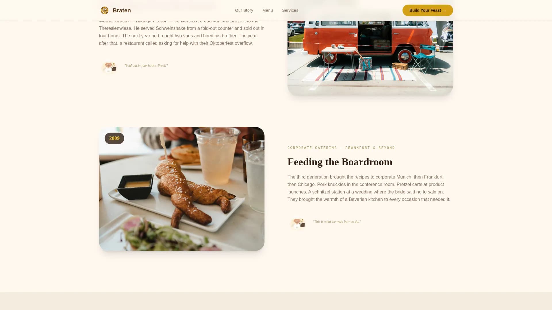 Braten — Artisan German Catering Landing Page Template