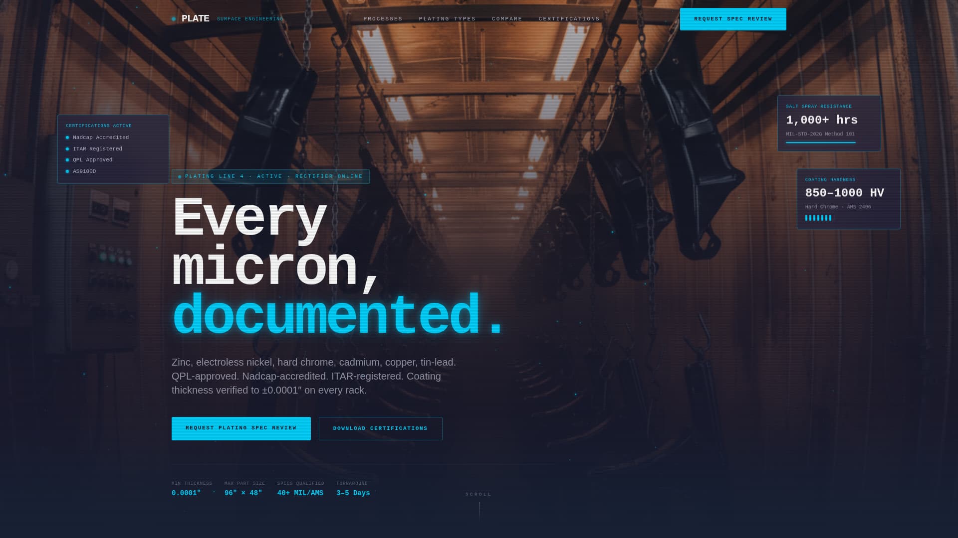 Plate - Precision Electroplating Landing Page Template