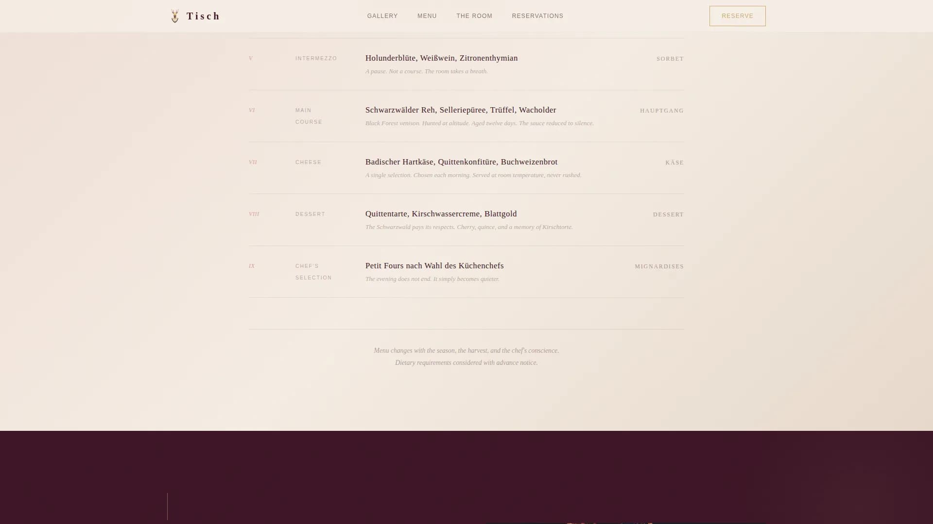 Tisch — Luxe German Dining Landing Page Template