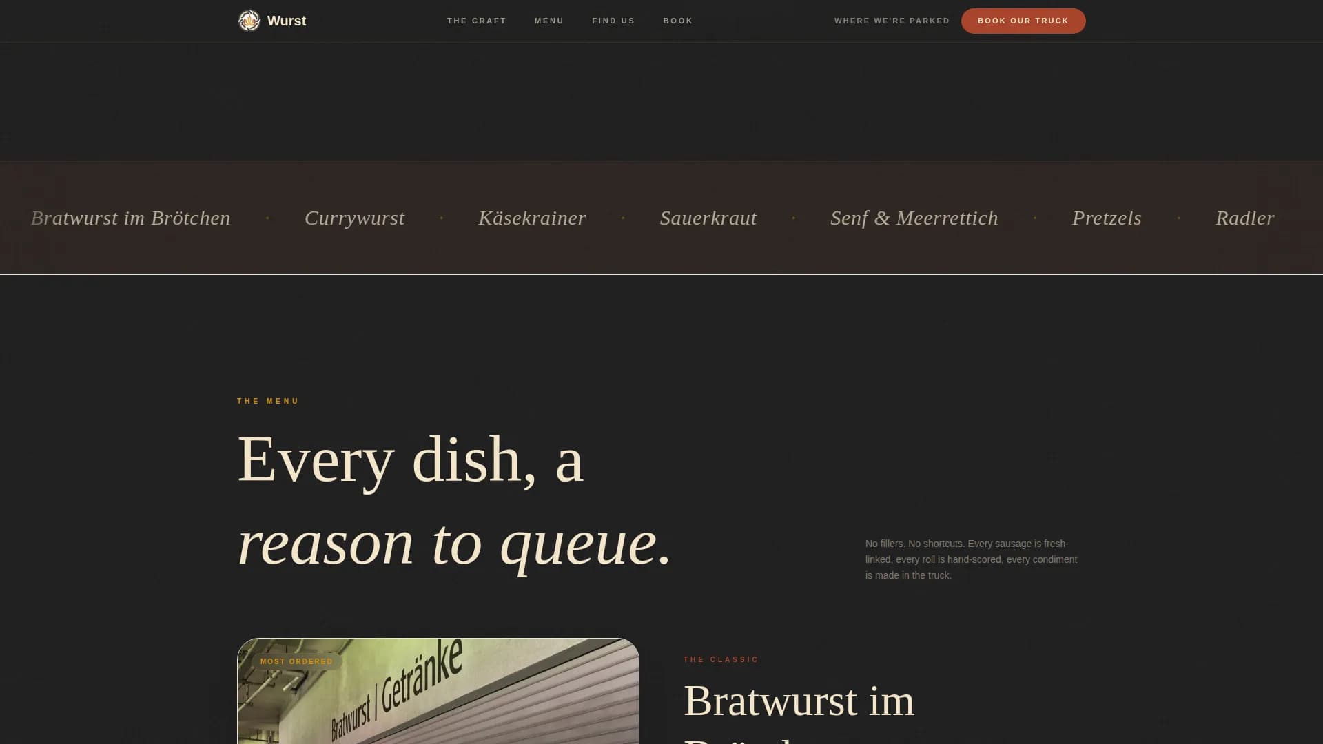 Wurst — German Food Truck Landing Page Template