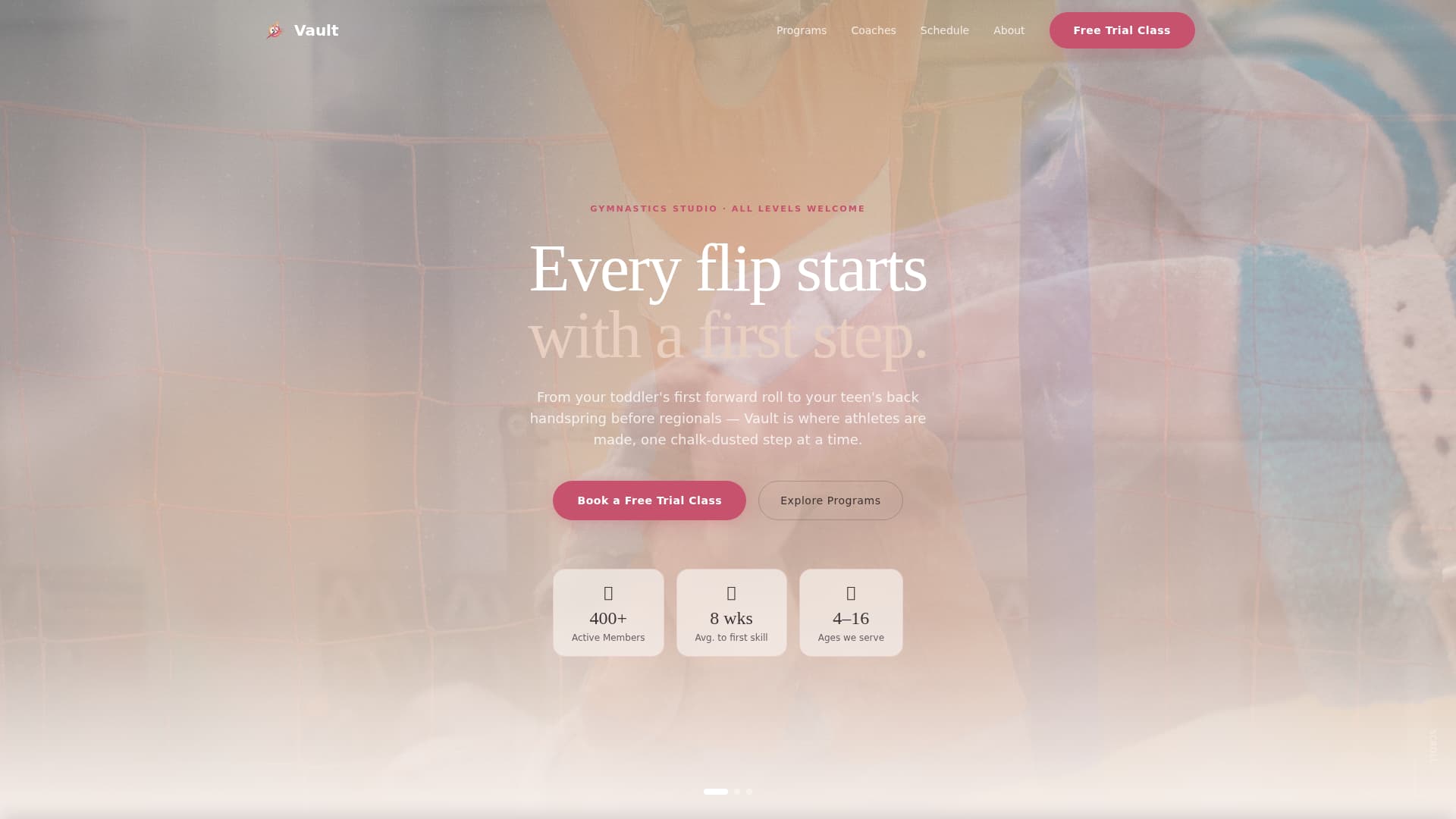 Gymnastics Fitness Booking Website Template