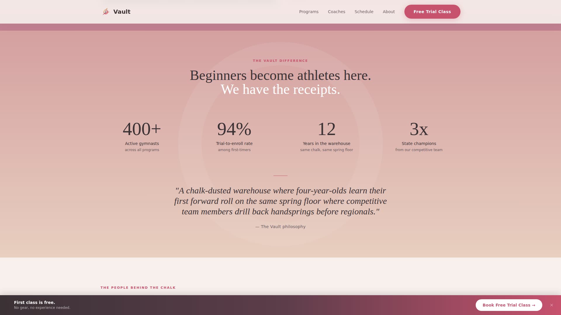 Gymnastics Fitness Booking Website Template