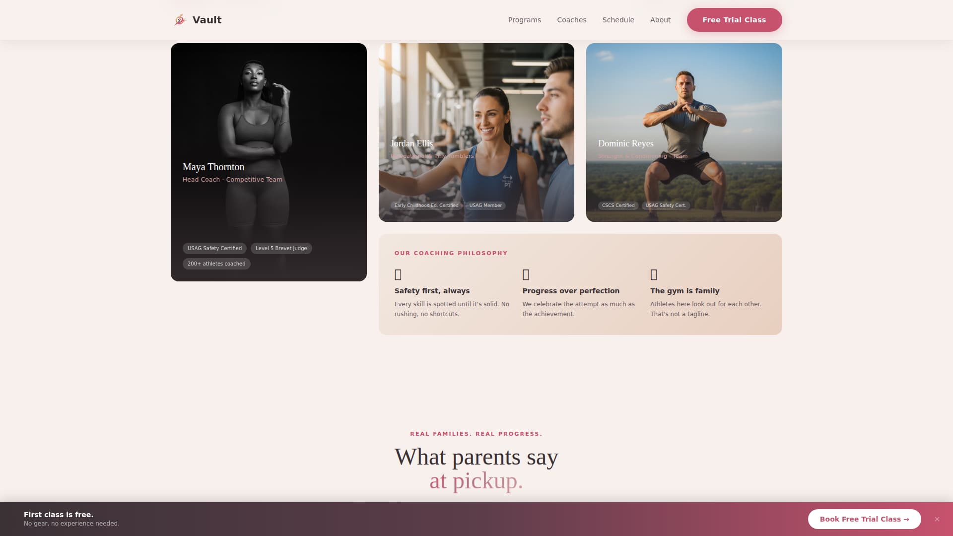 Gymnastics Fitness Booking Website Template