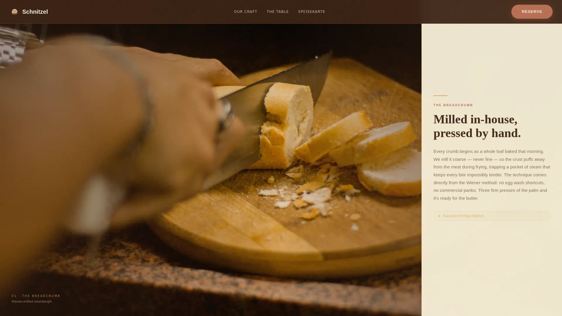 Schnitzel - Agrarian Heritage Dining Landing Page Template