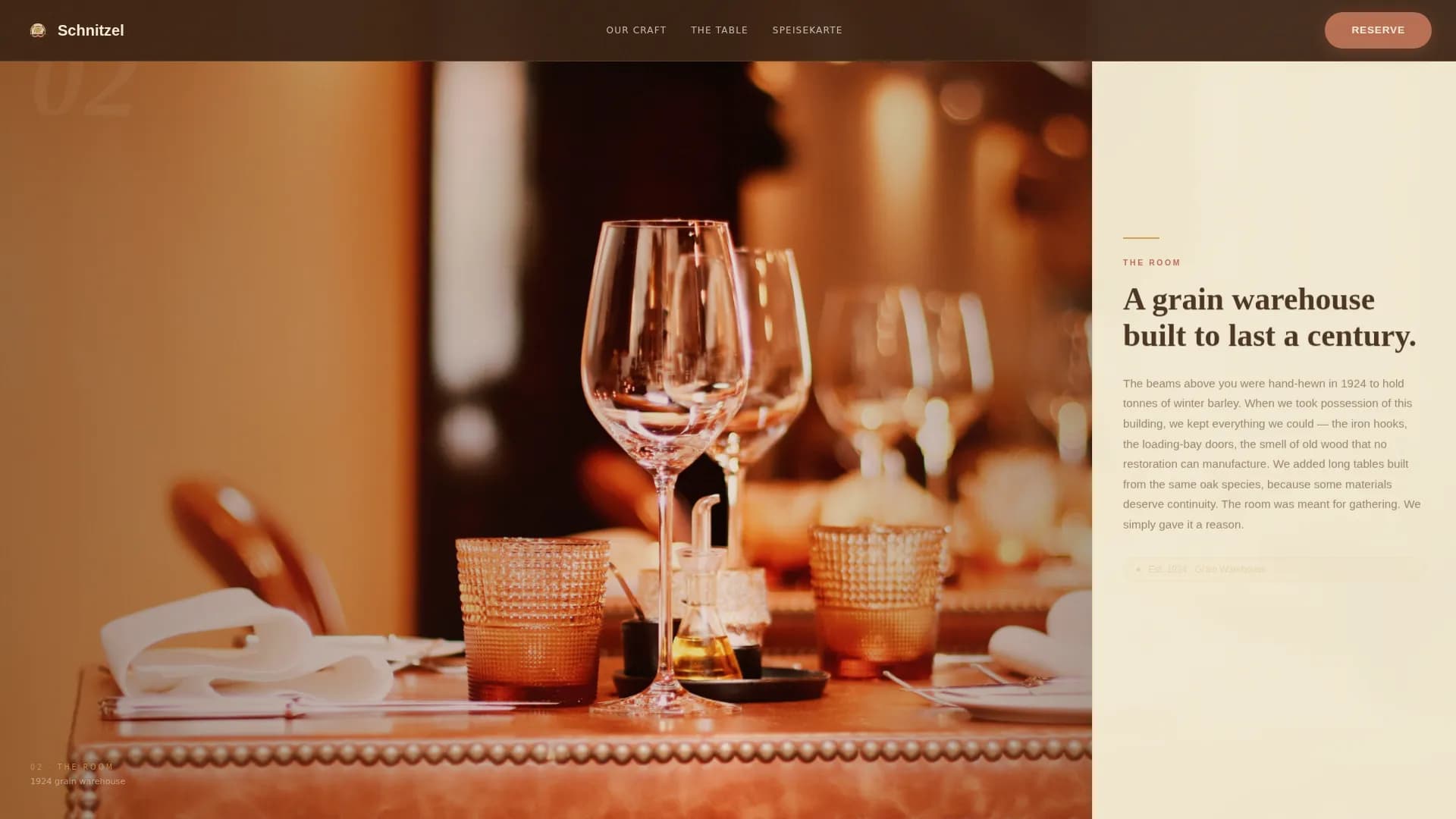 Schnitzel - Agrarian Heritage Dining Landing Page Template
