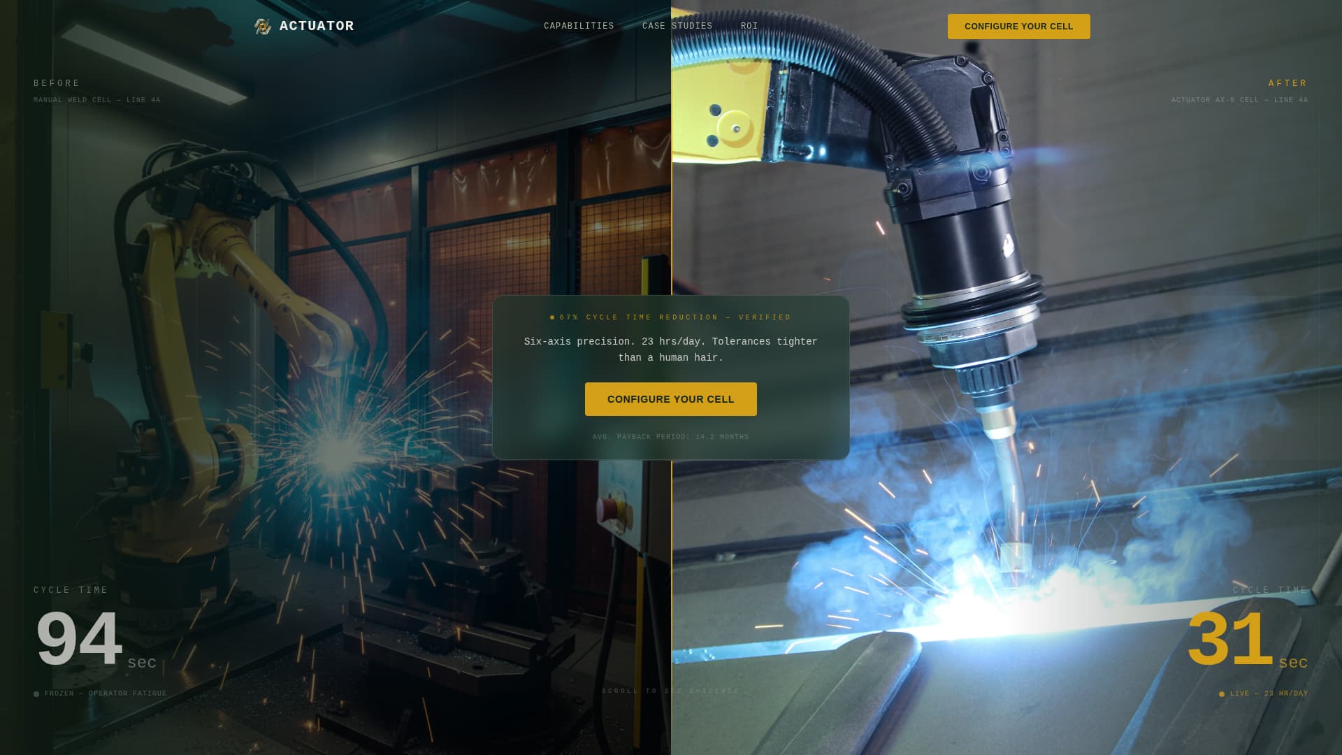 Actuator - Precision Robotics Landing Page Template