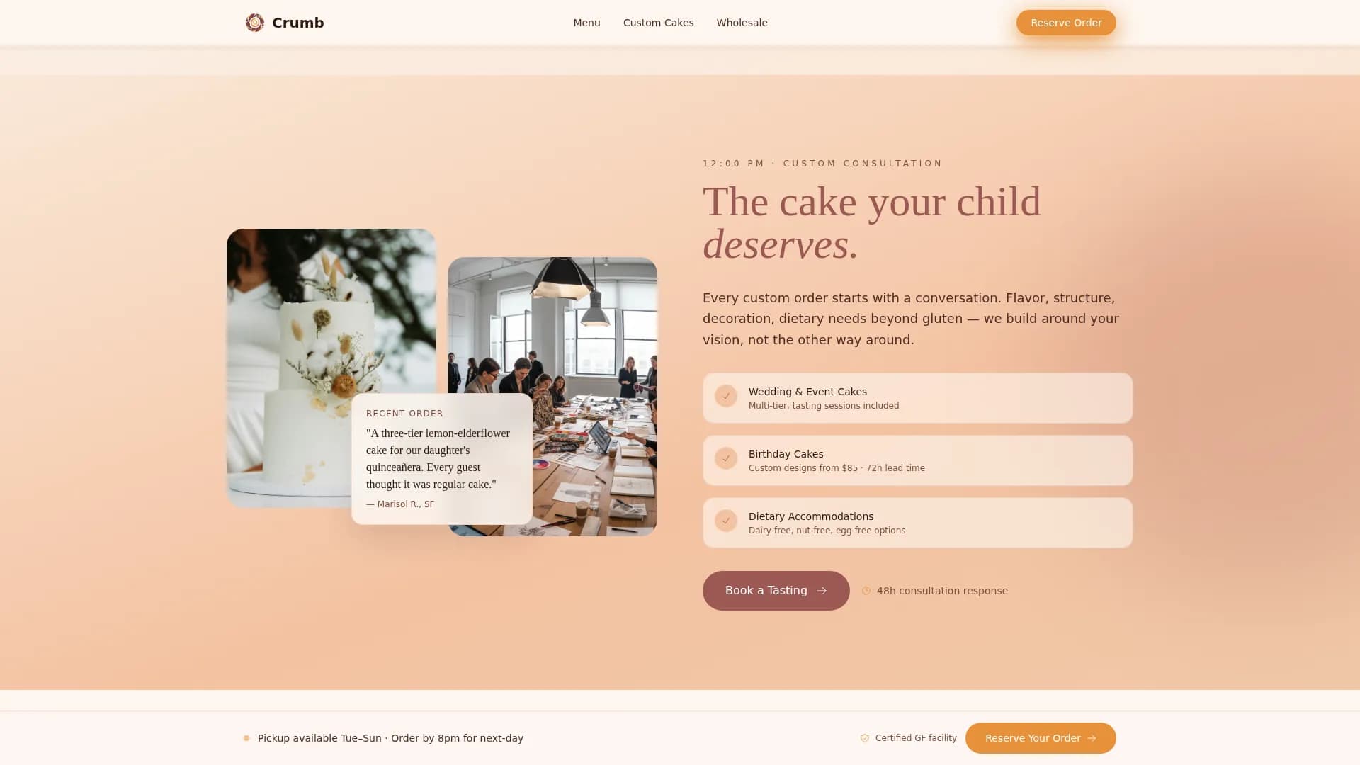 Rise — Artisan Sourdough Bakery Landing Page Template