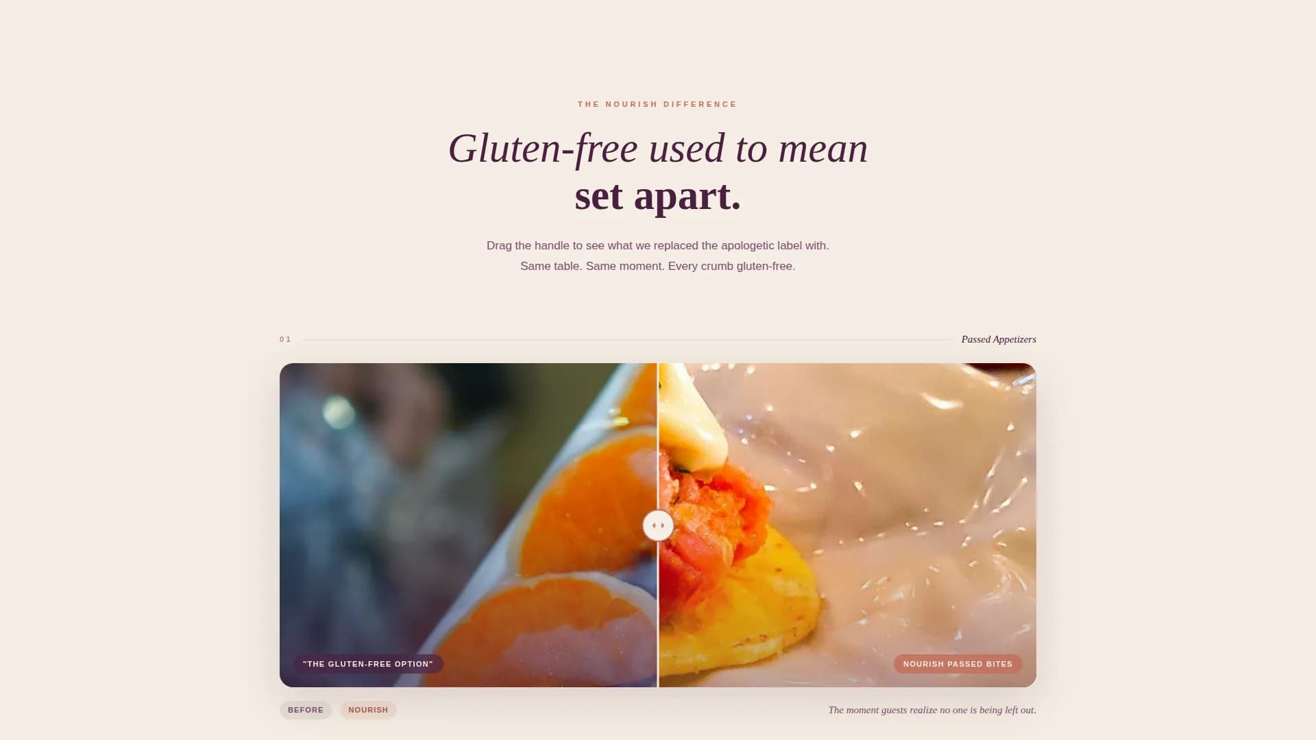 Nourish — Gluten-Free Catering Landing Page Template