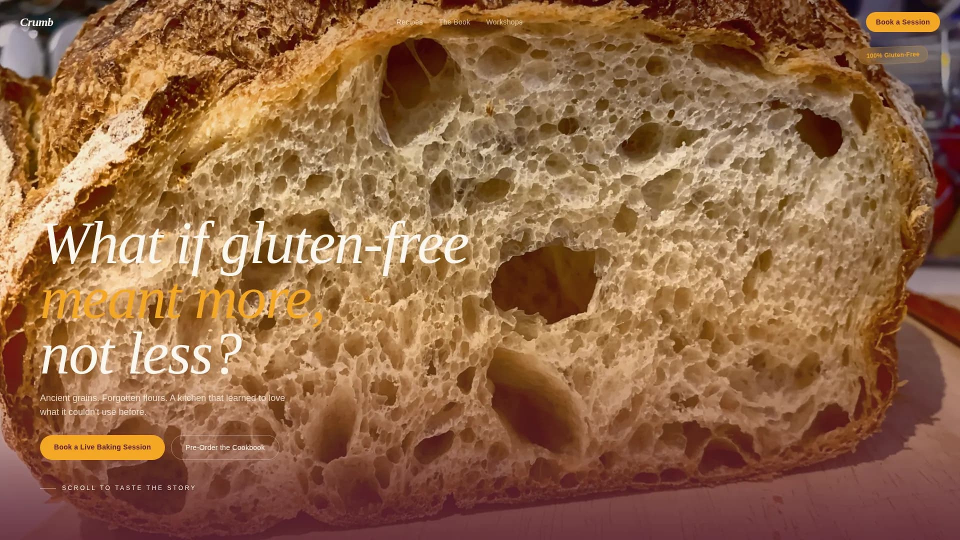 Crumb — Gluten-Free Cookbook Landing Page Template