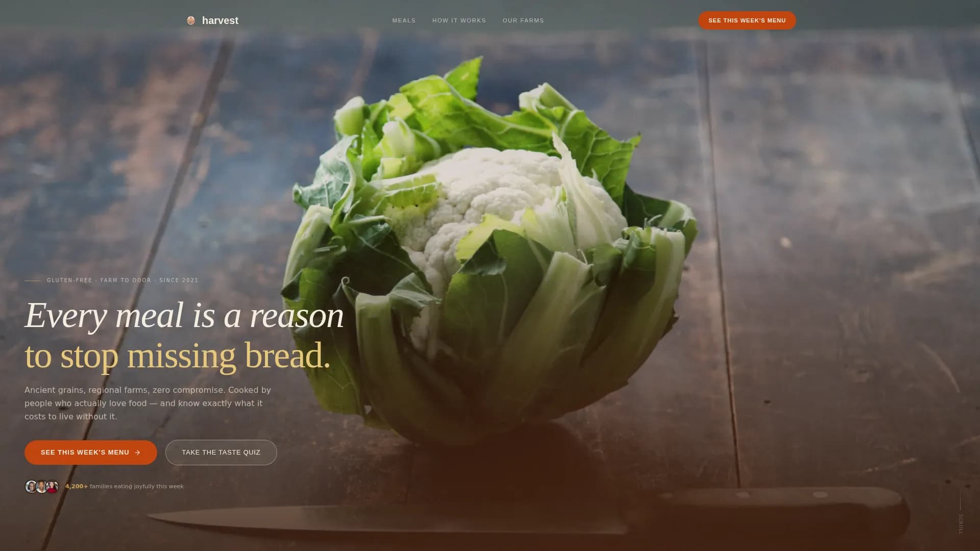 Harvest — Gluten-Free Meals Landing Page Template
