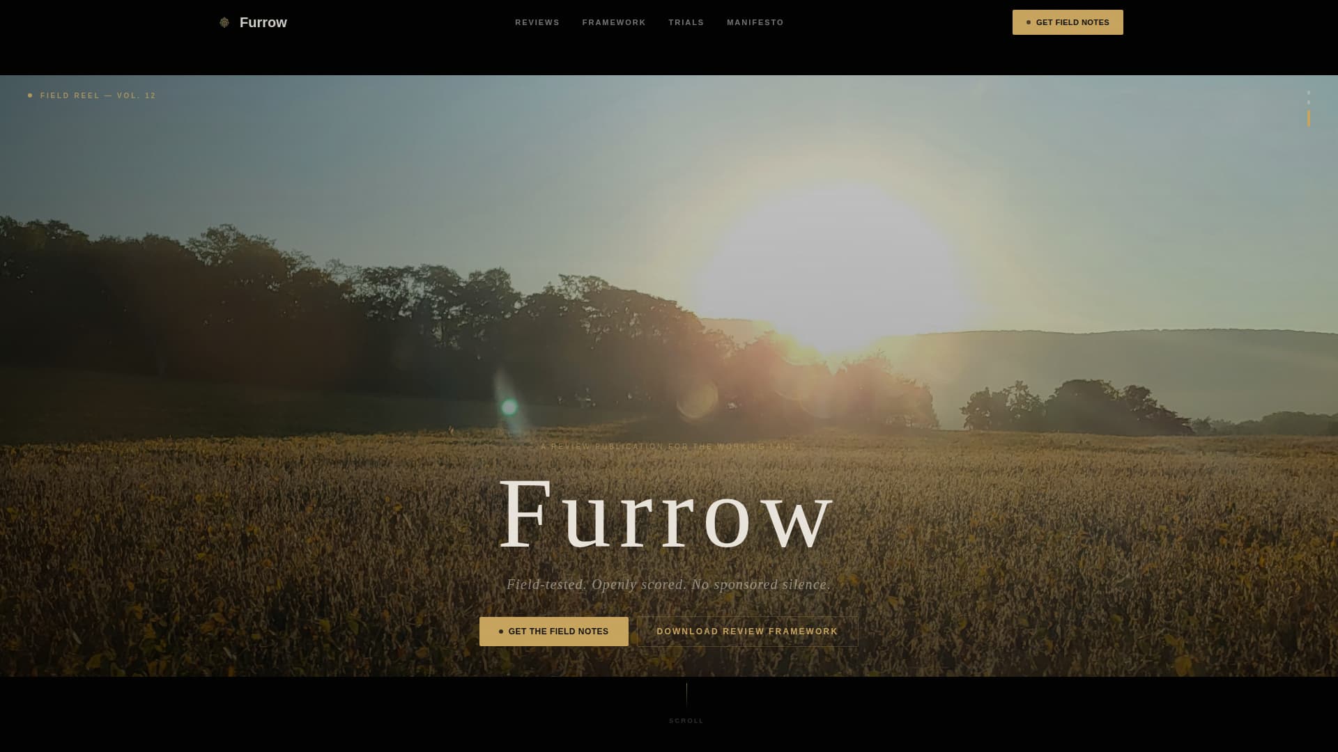 Furrow - Cinematic Agriculture Landing Page Template