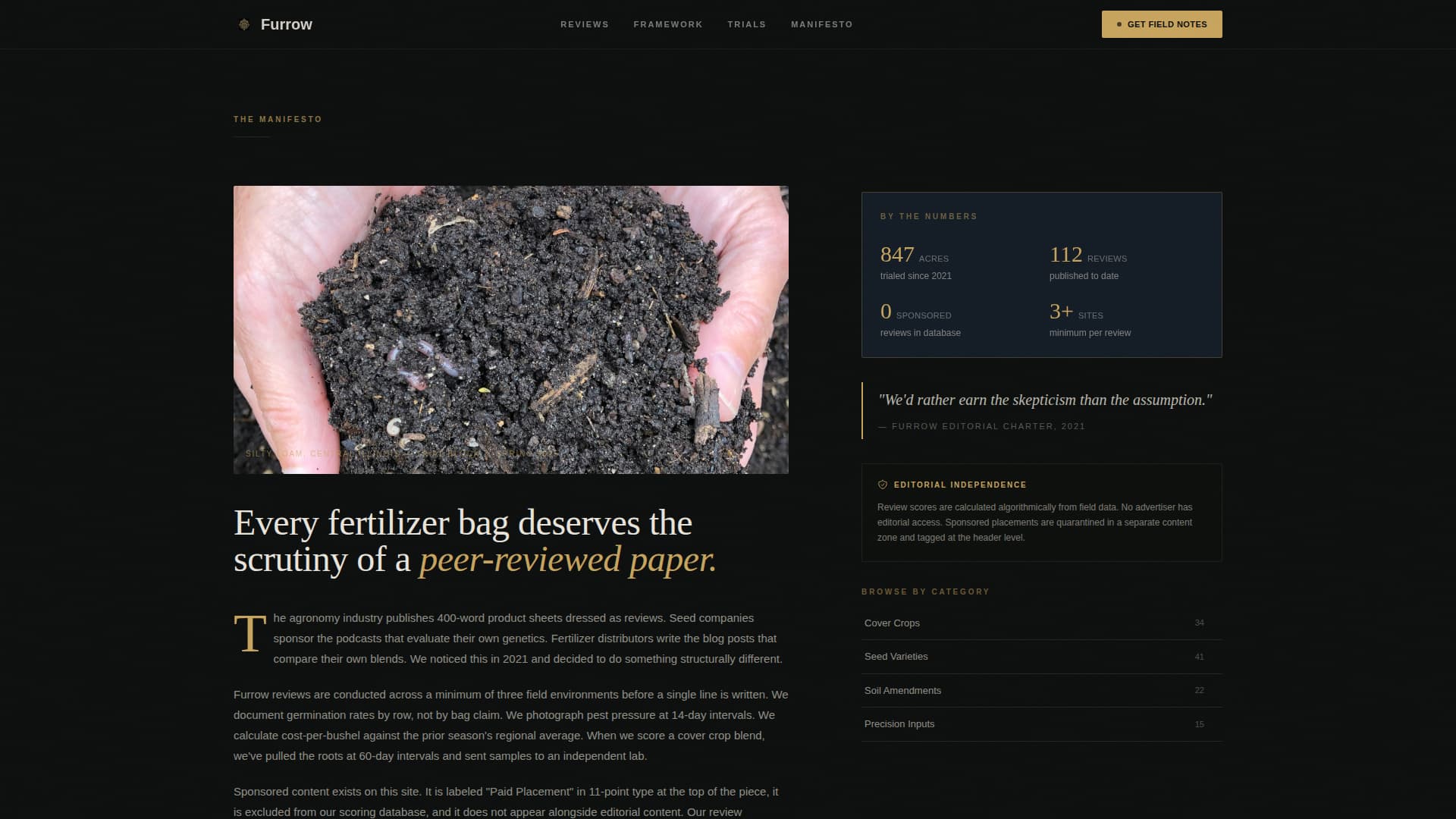 Furrow - Cinematic Agriculture Landing Page Template