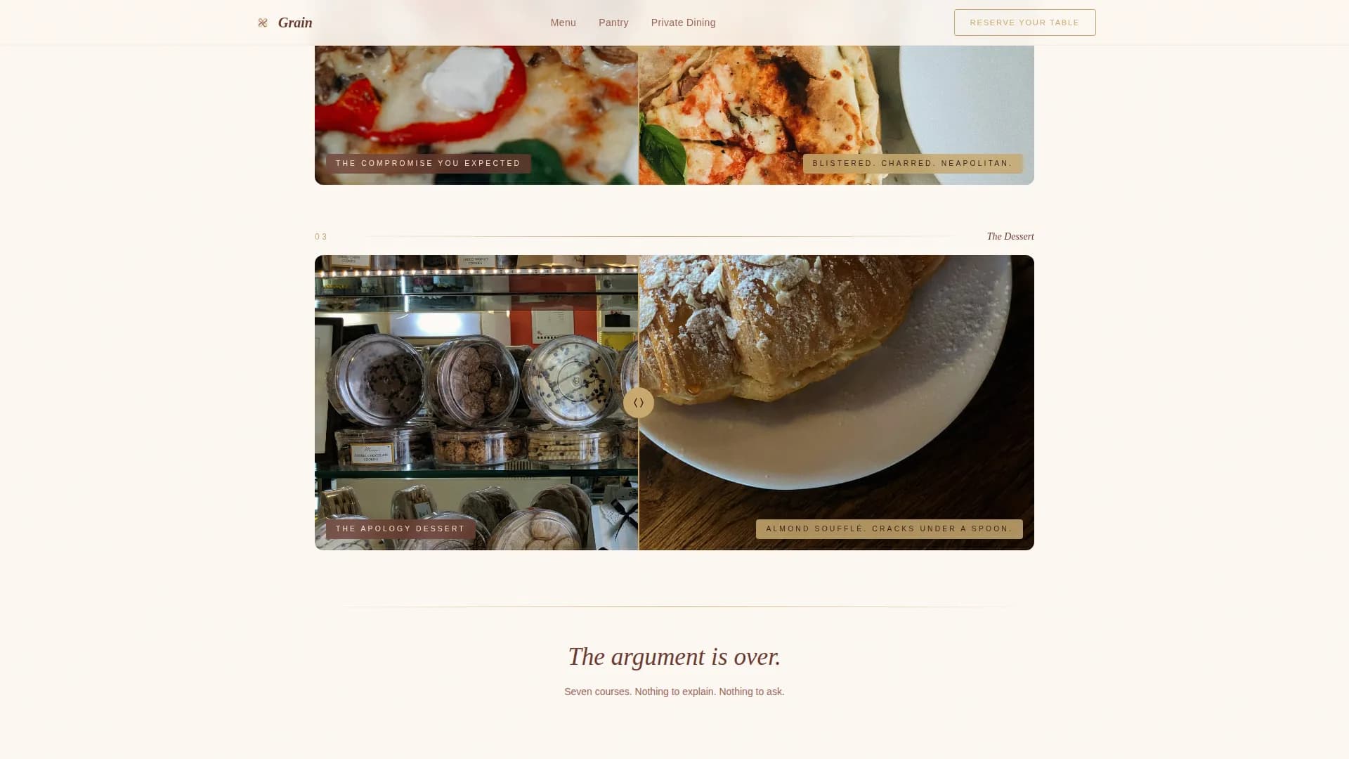 Starch — Elevated Specialty Dining Landing Page Template