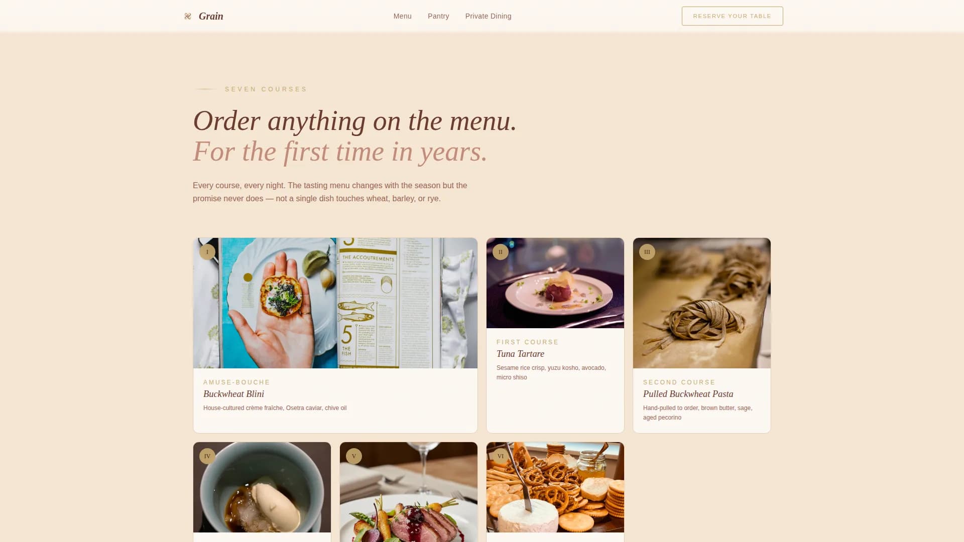 Starch — Elevated Specialty Dining Landing Page Template