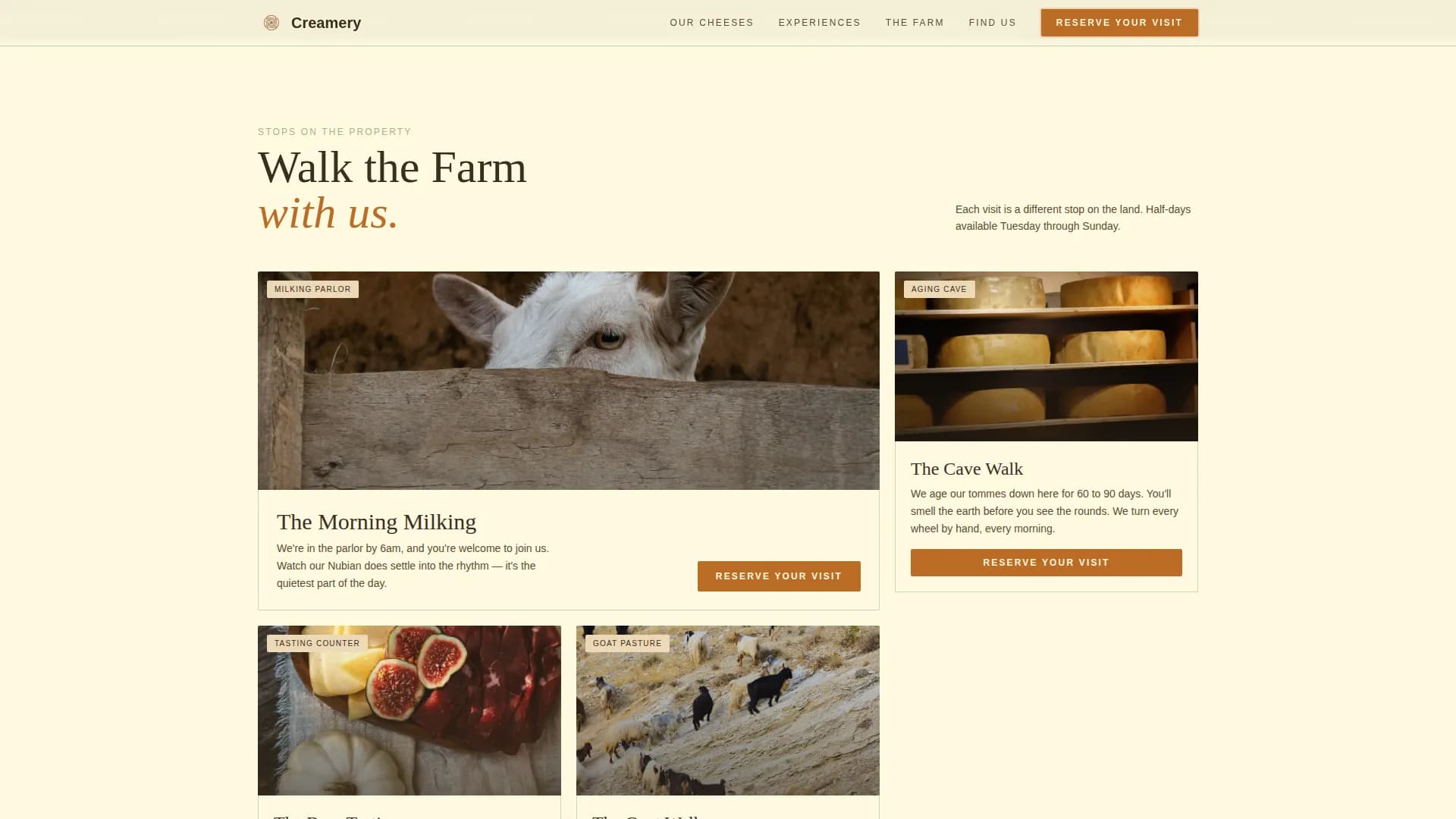 Dairy & Cheese Booking Website Template