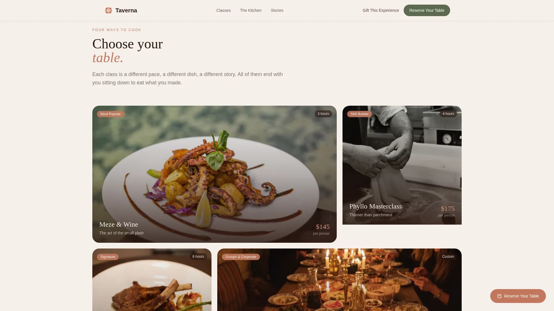 Platea — Premium Mediterranean Culinary School Landing Page Template