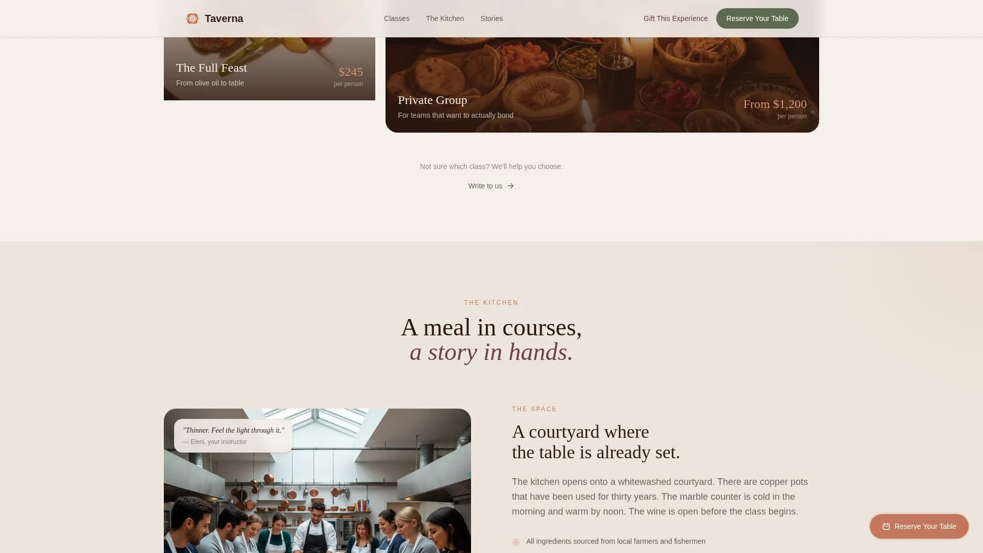 Platea — Premium Mediterranean Culinary School Landing Page Template
