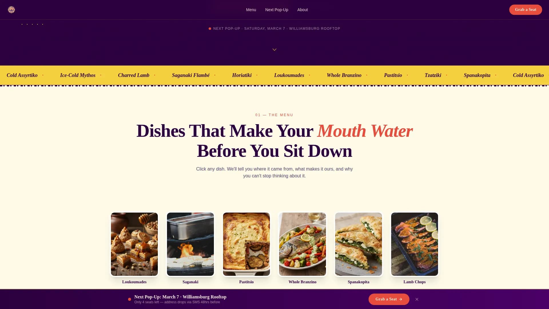 Greek Dining Booking Website Template