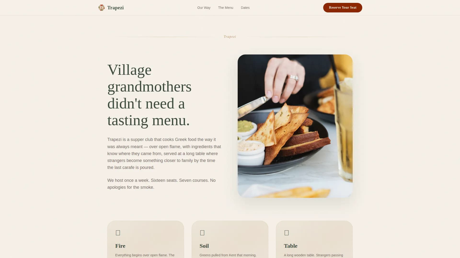 Greek Dining Specialist Booking Website Template