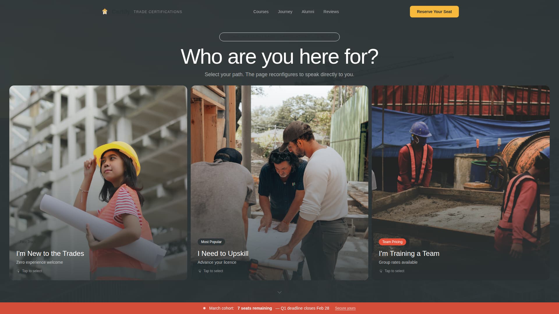Certify - Dynamic Constructiontraining Landing Page Template