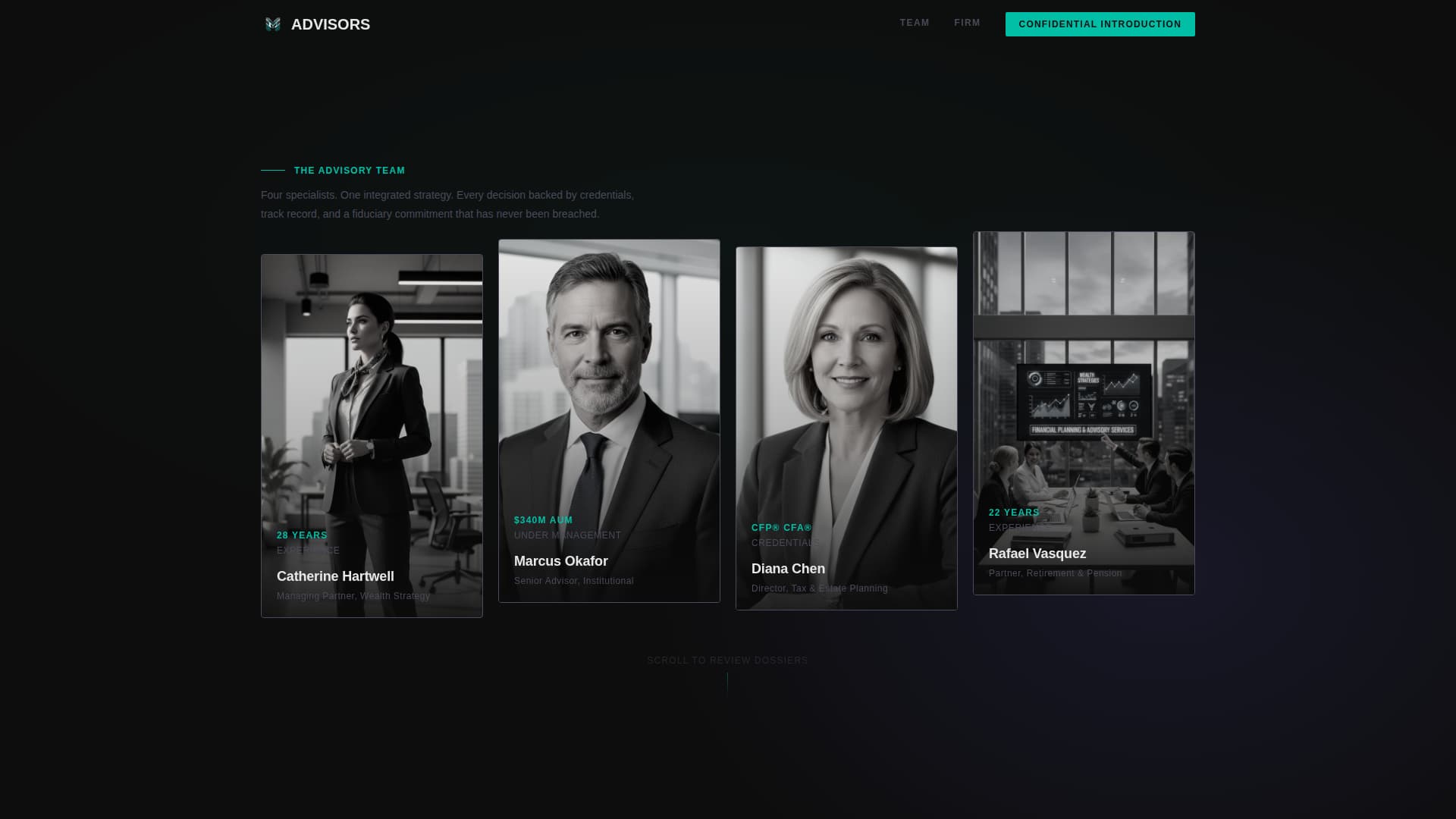 High-Net-Worth Financial Advisor Team Profile Website Template