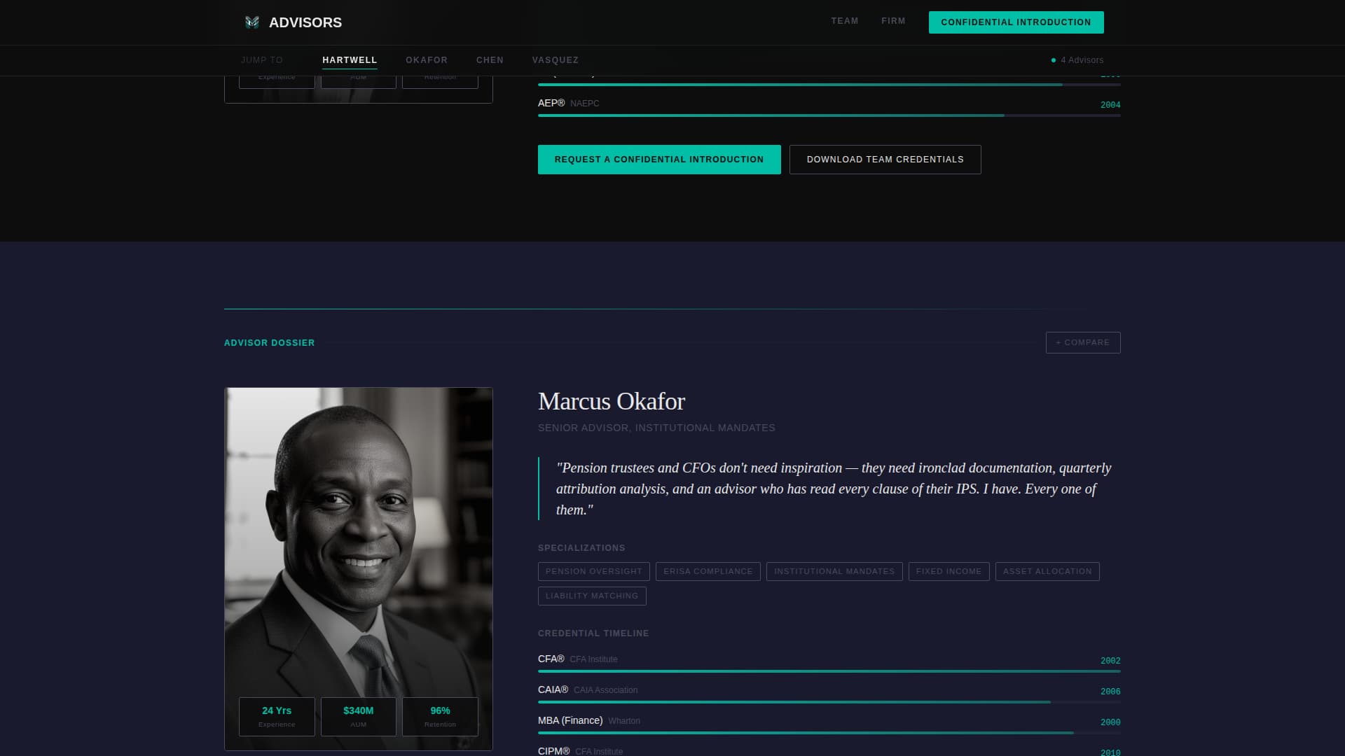 High-Net-Worth Financial Advisor Team Profile Website Template