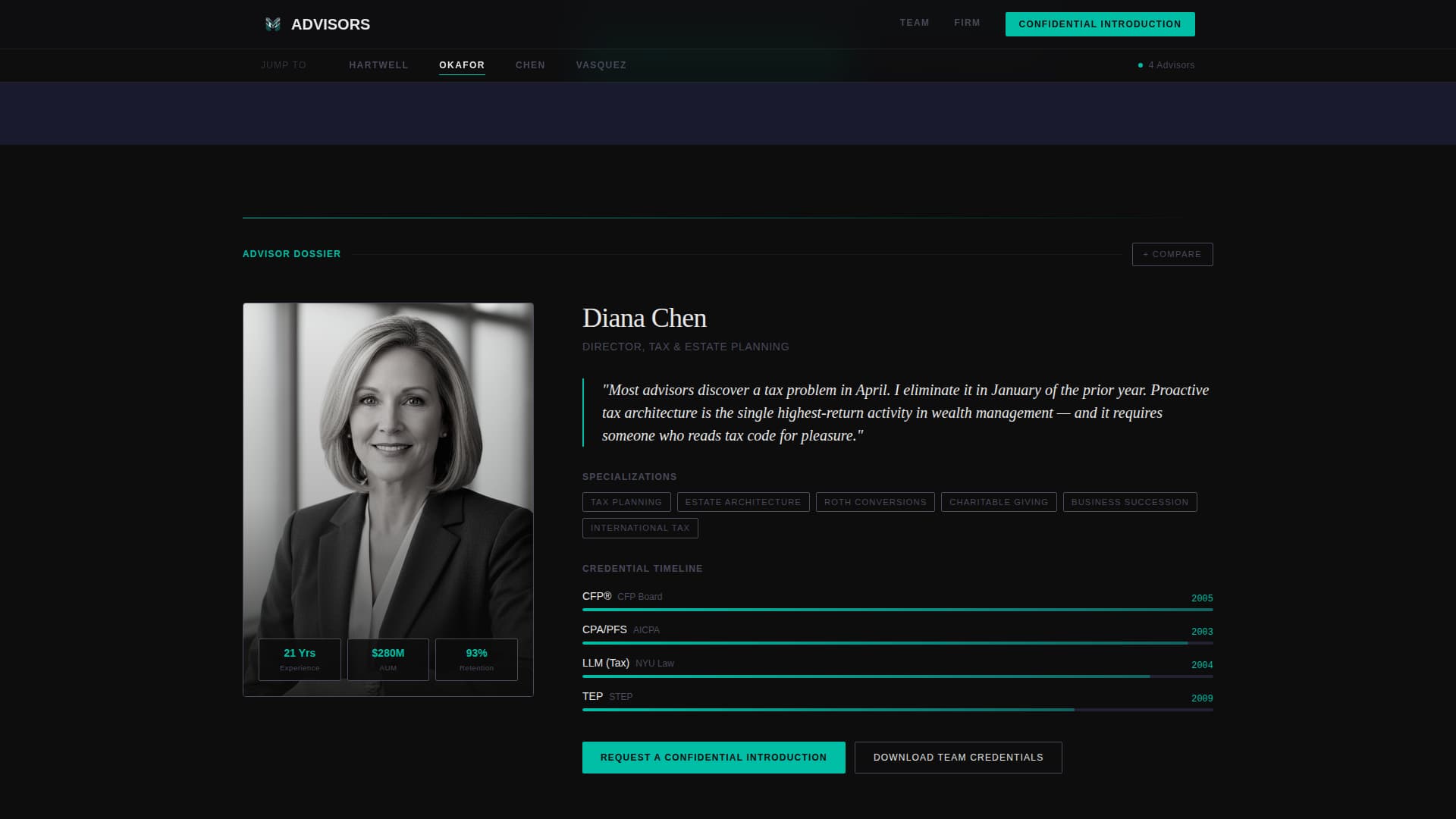 High-Net-Worth Financial Advisor Team Profile Website Template