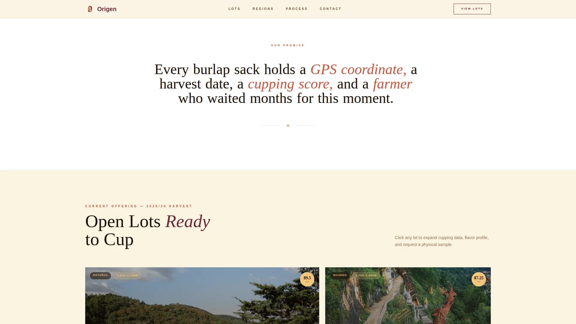 Harvest — Premium Specialty Coffee Landing Page Template
