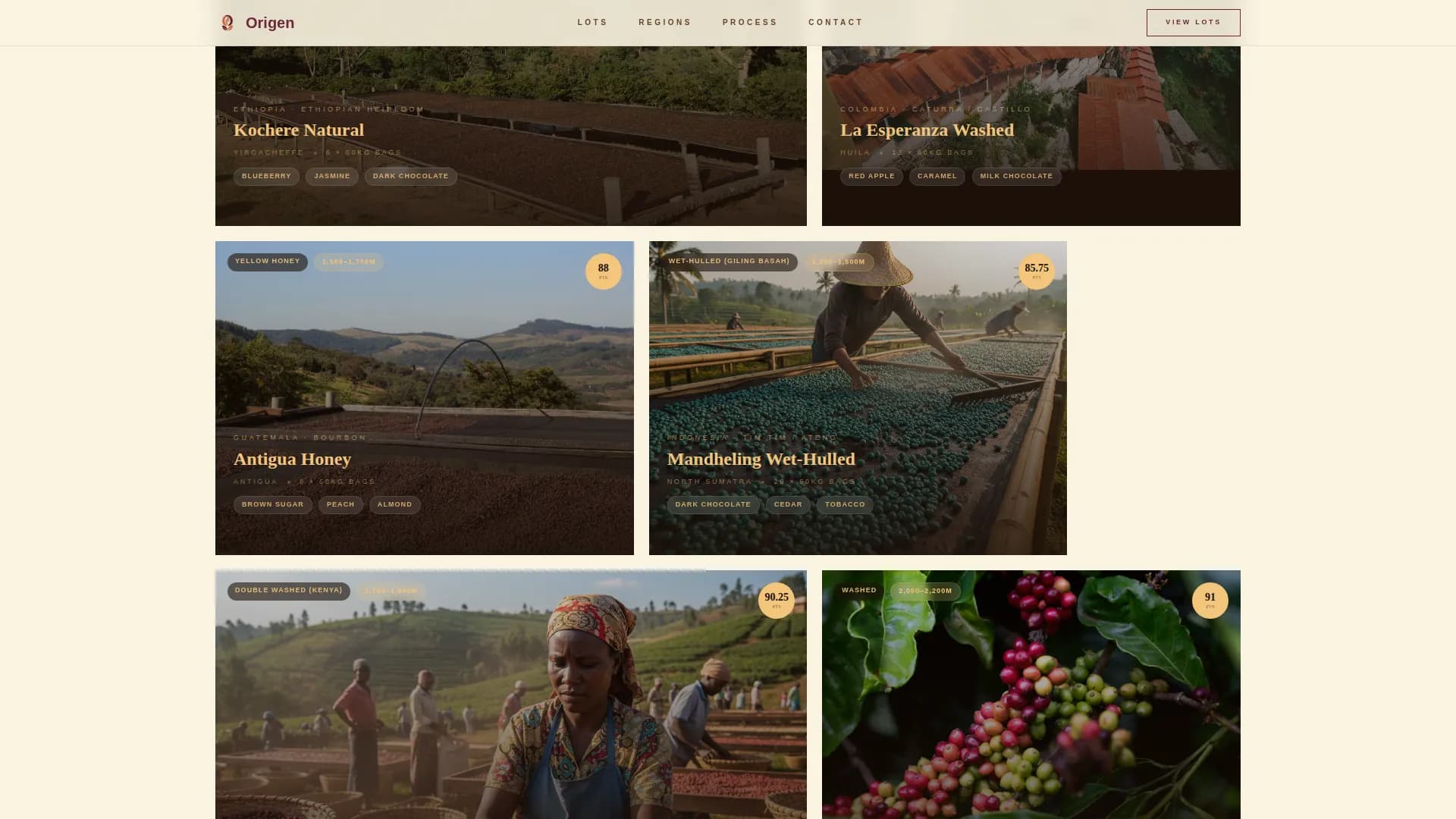 Harvest — Premium Specialty Coffee Landing Page Template
